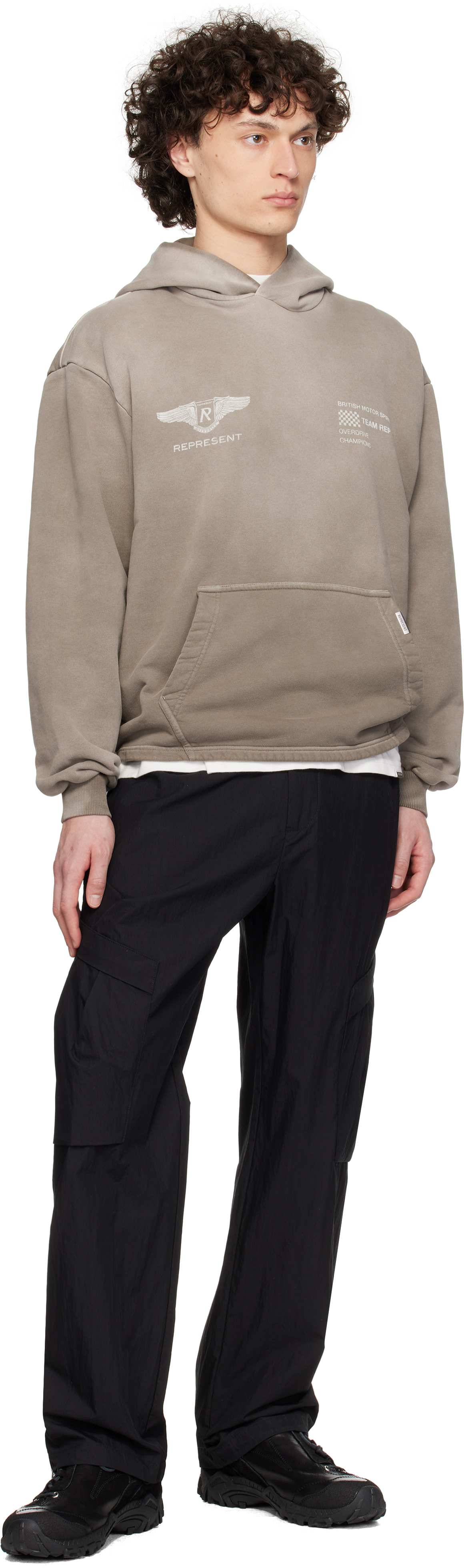 Represent Black Tech Cargo Pants In Jet Black