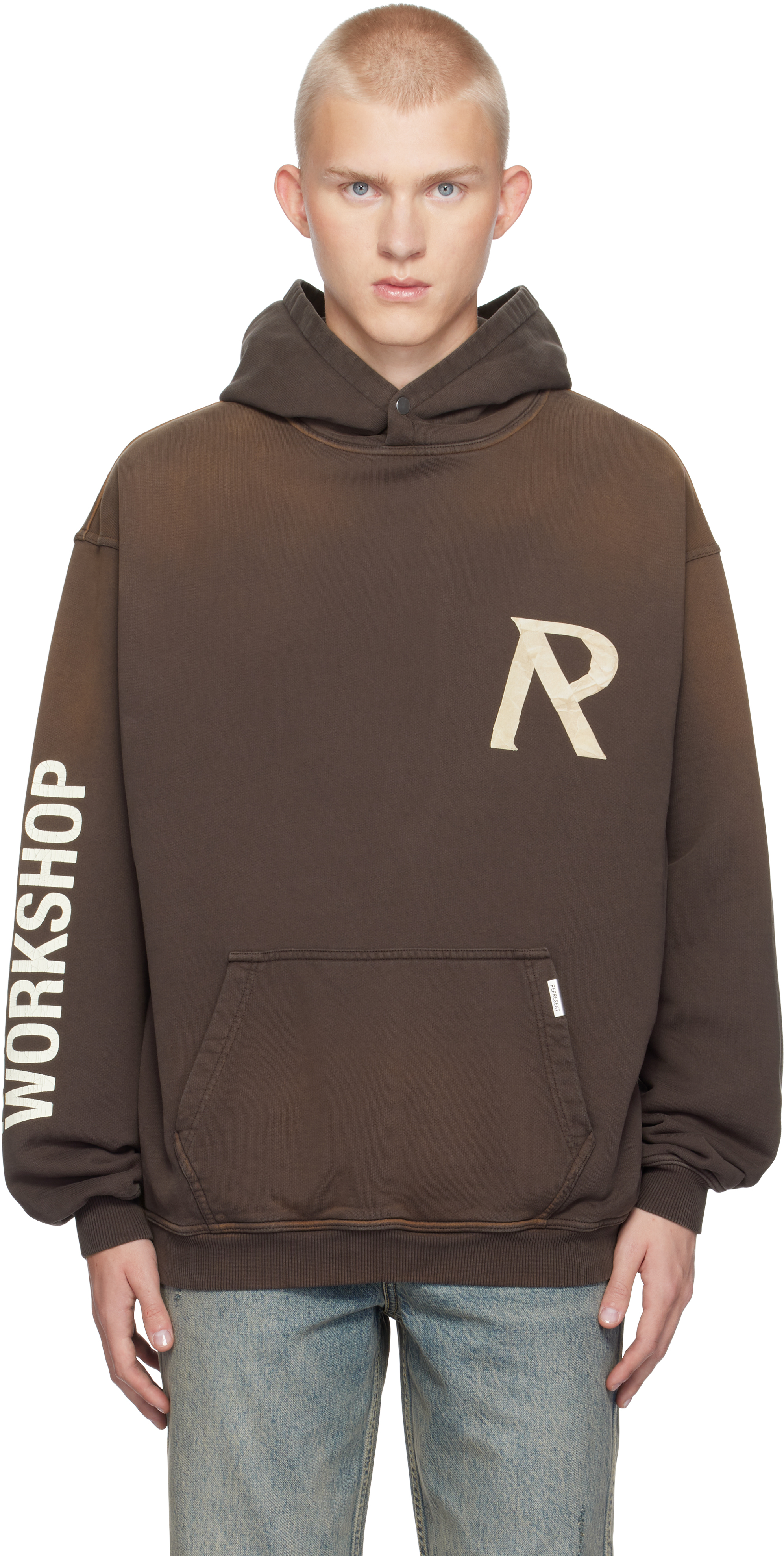 Brown Masking Tape Initial Hoodie