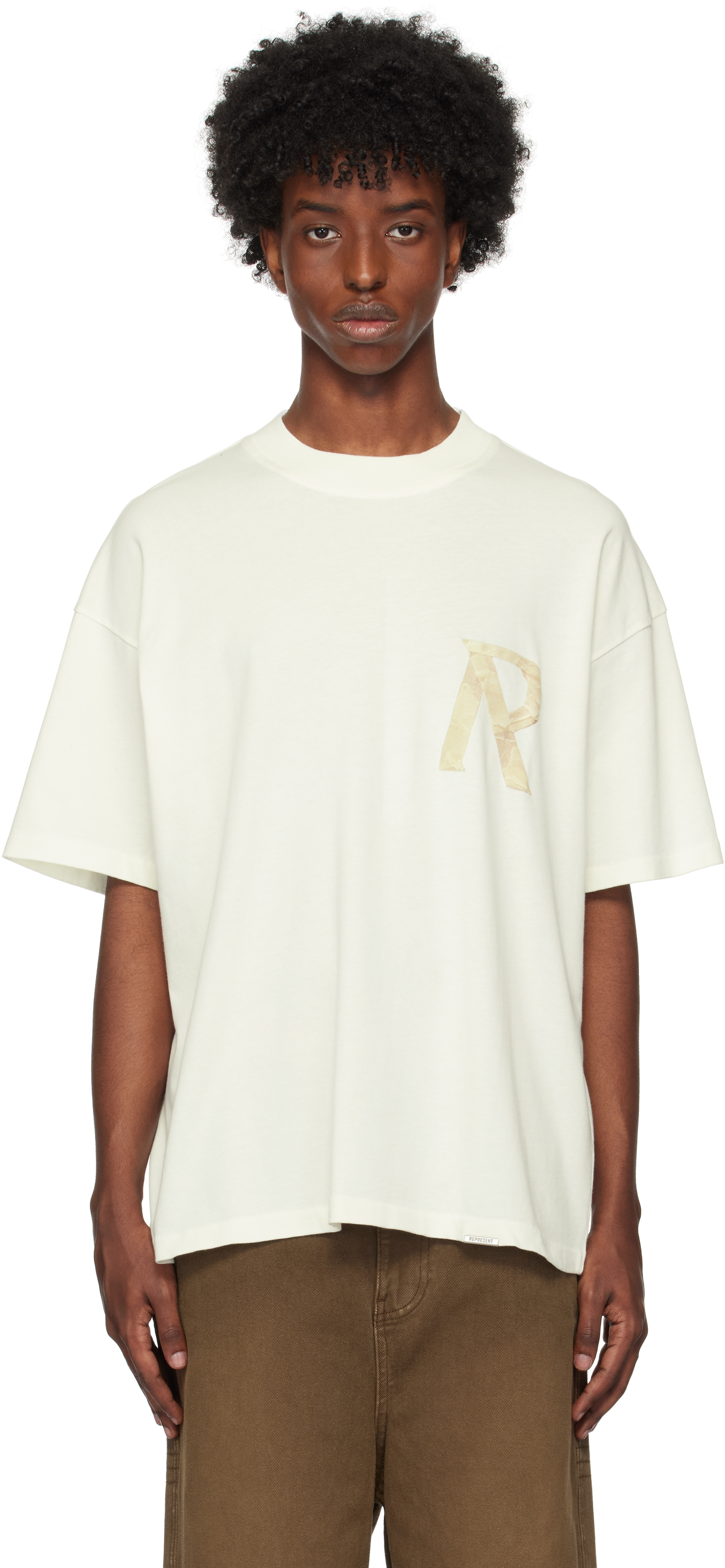 Shop Represent White Masking Tape Initial T-shirt In Flat White