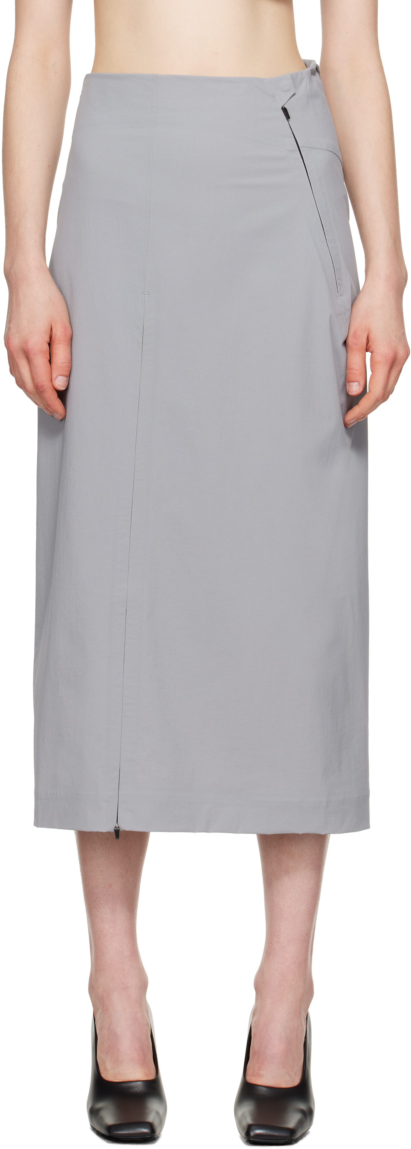 Gray Speed Midi Skirt