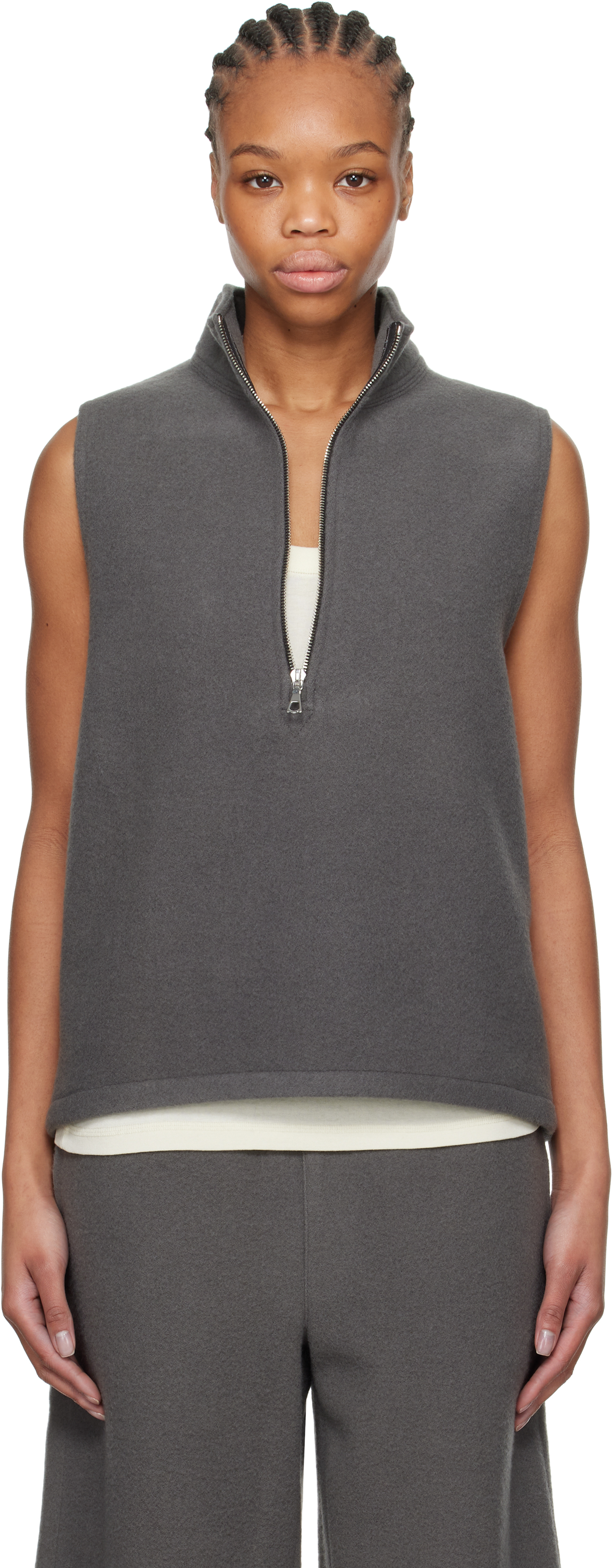 Gray Fleece City Vest