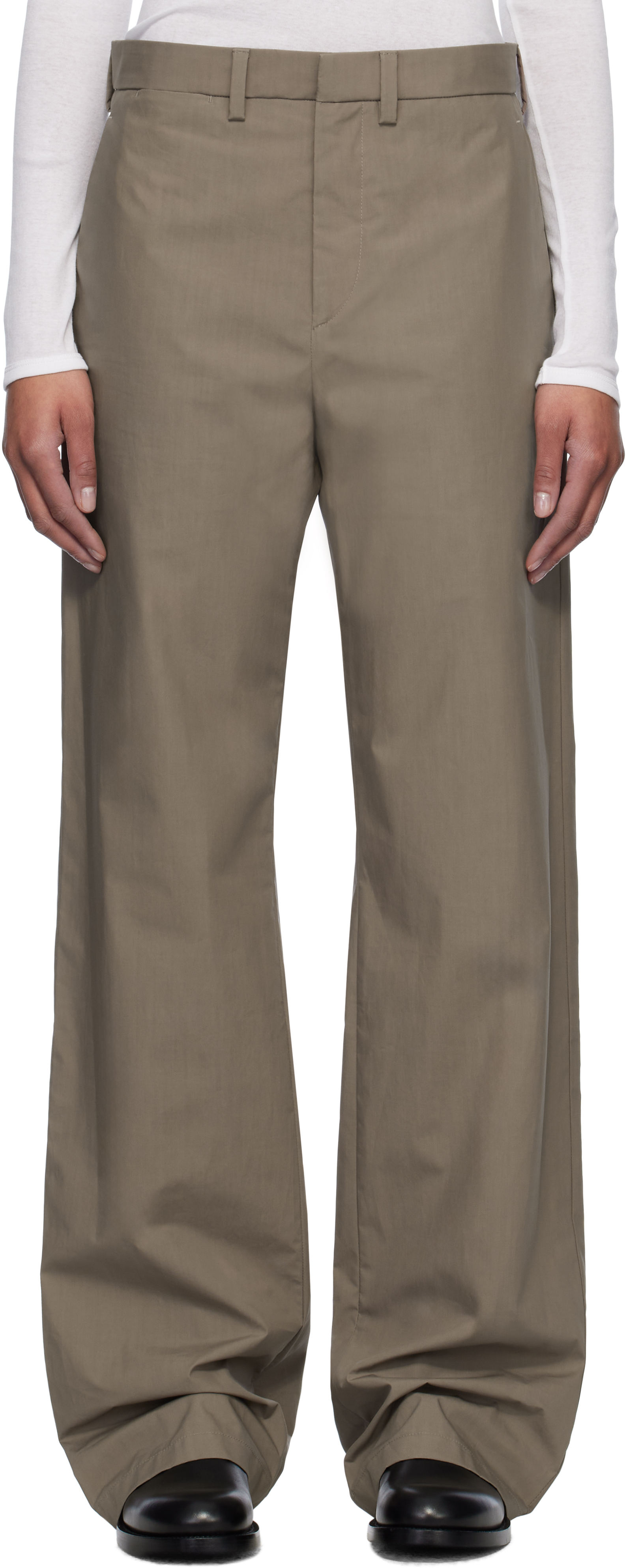 Taupe Poplin Waxed Trousers