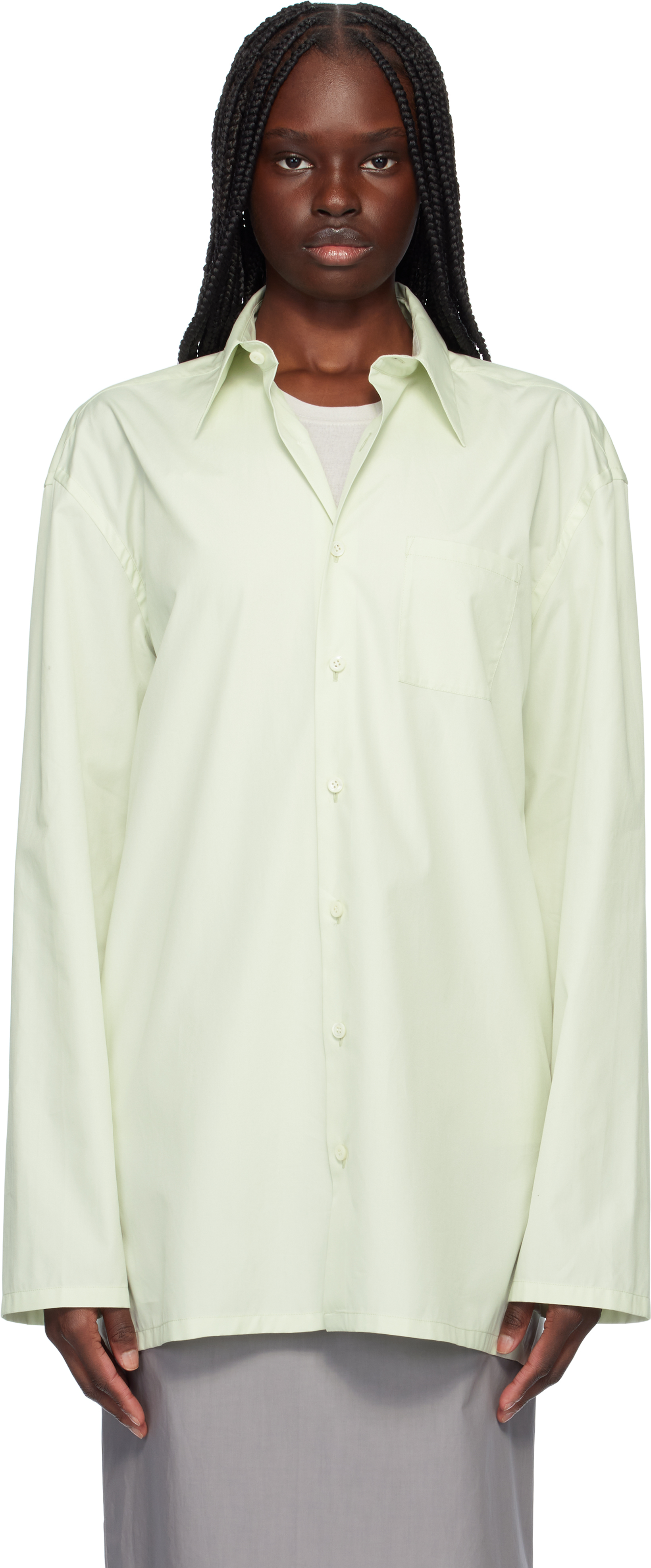 Green Popeline Cotton Shirt