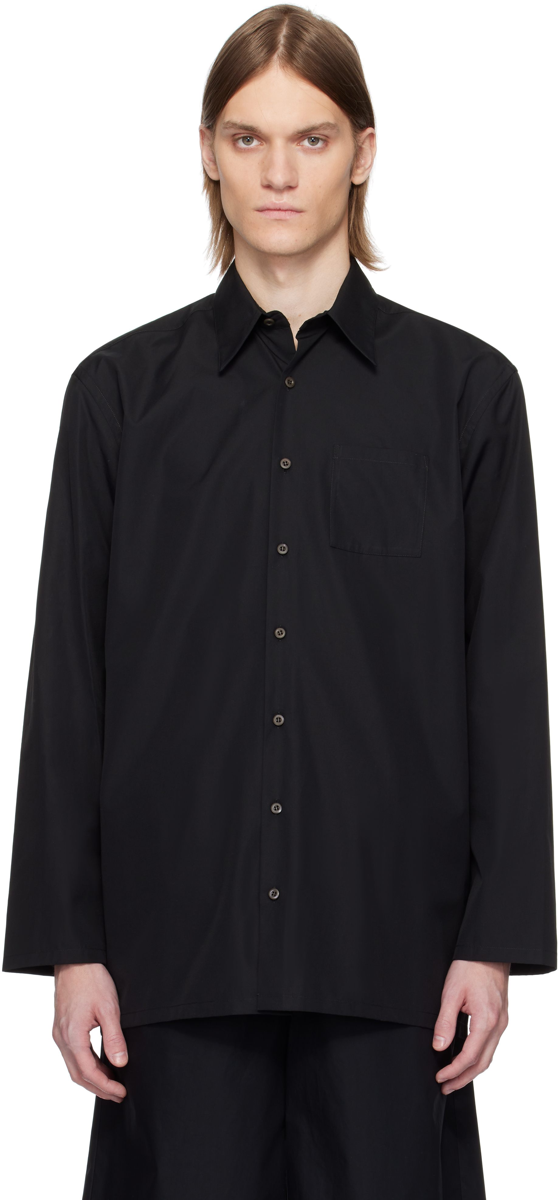 Black Popeline Cotton Shirt