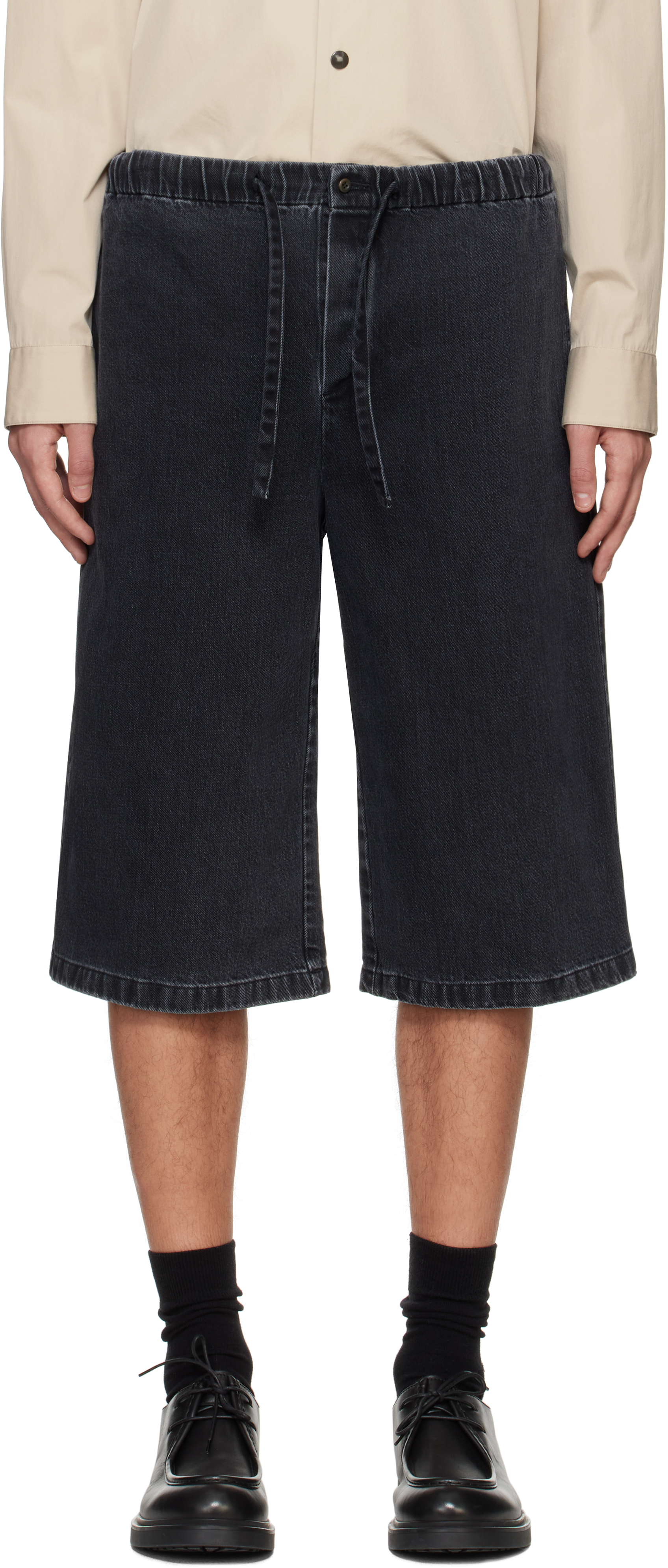 Rier: Black Bermuda Denim Shorts | SSENSE