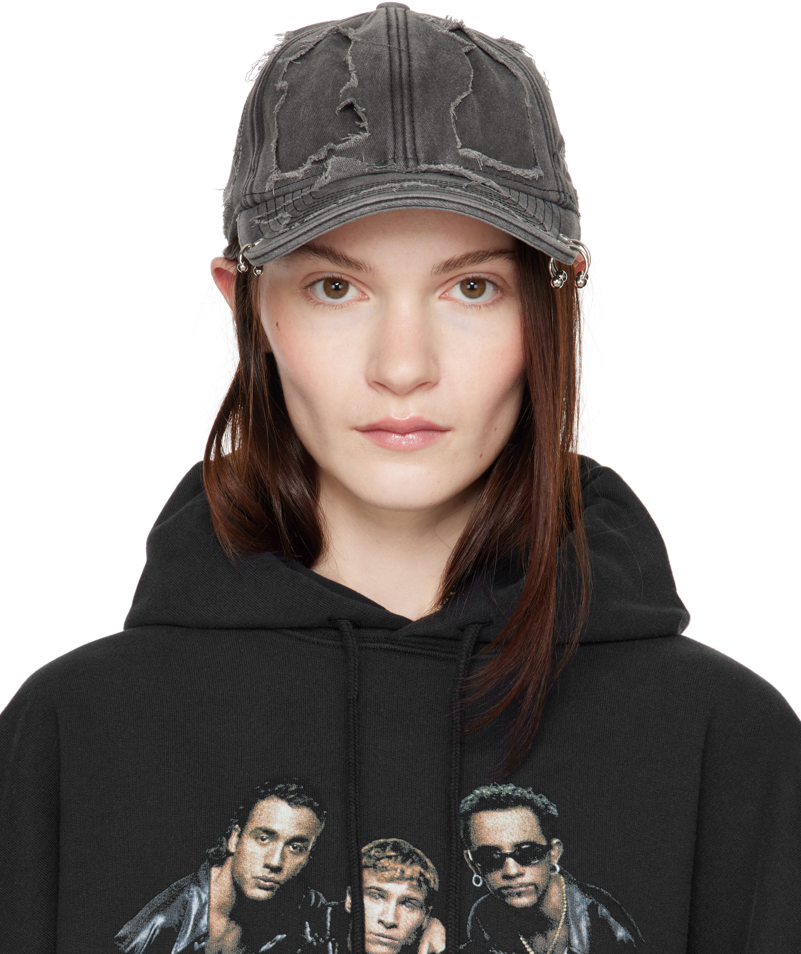 【VETEMENTS】 デストロイドベースボールキャップ ブラック Vetements レディース デストロイドベースボールキャップ の