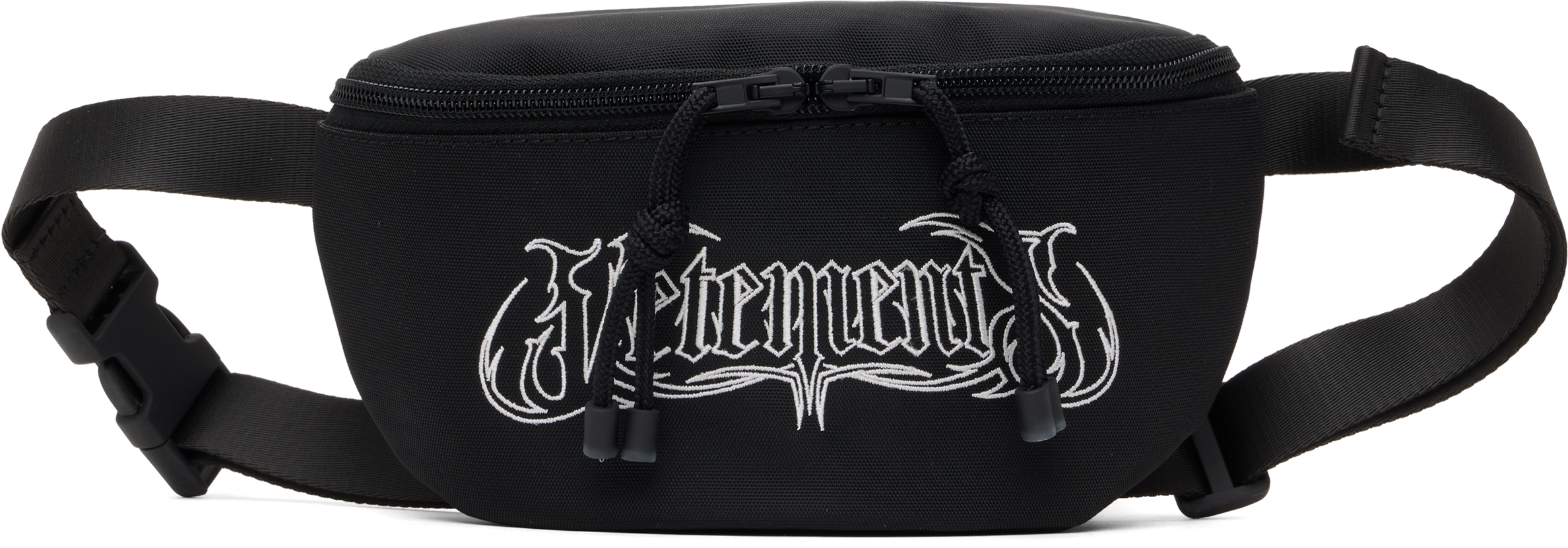 【関税込み】VETEMENTS ブラック メタル ロゴ ベルトバッグ Black Metal Logo Belt Bag by VETEMENTS on Sale