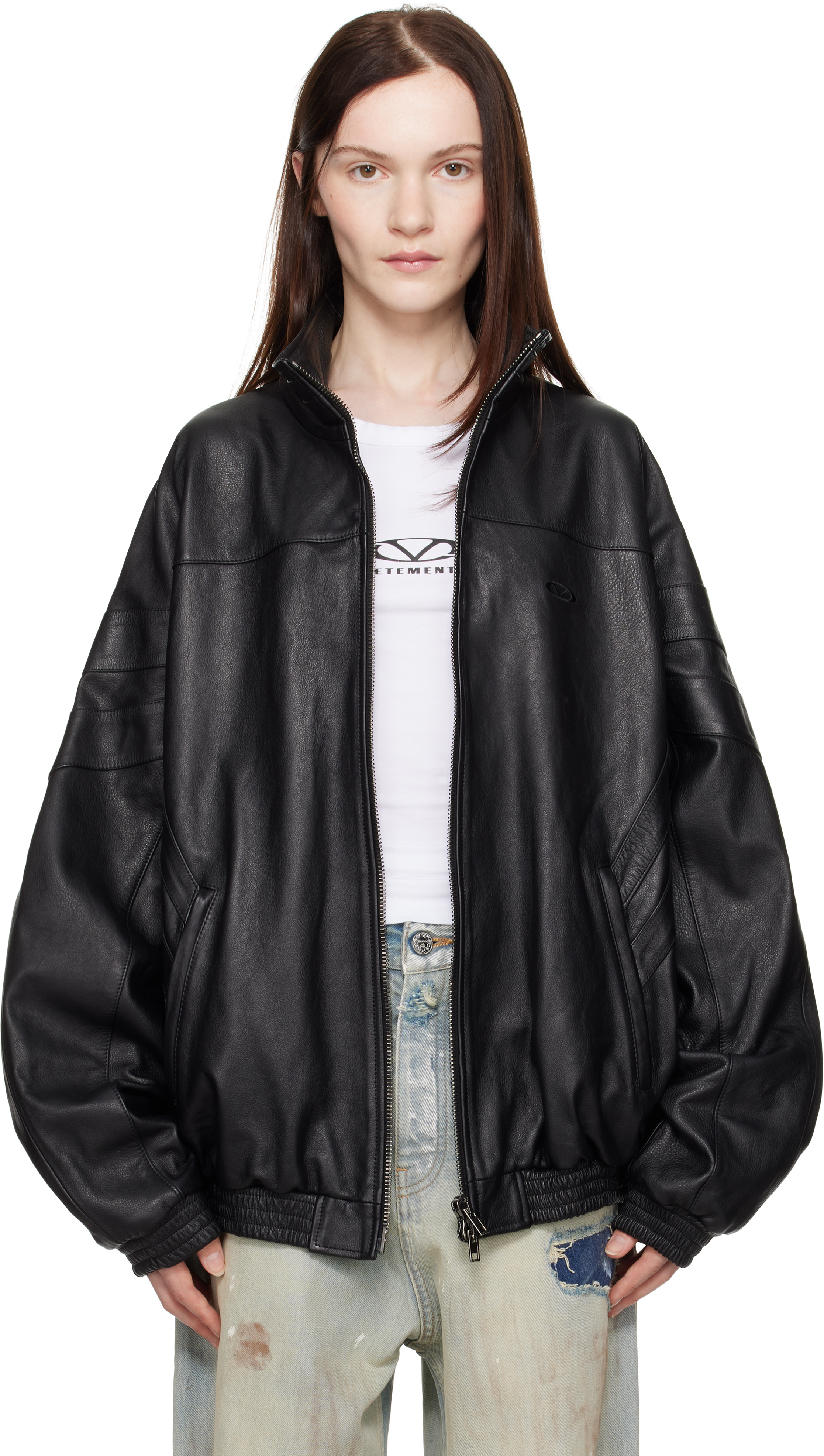 VETEMENTS: ブラック トラックスーツ レザージャケット | SSENSE VETEMENTS: ブラック トラックスーツ レザージャケット | SSENSE