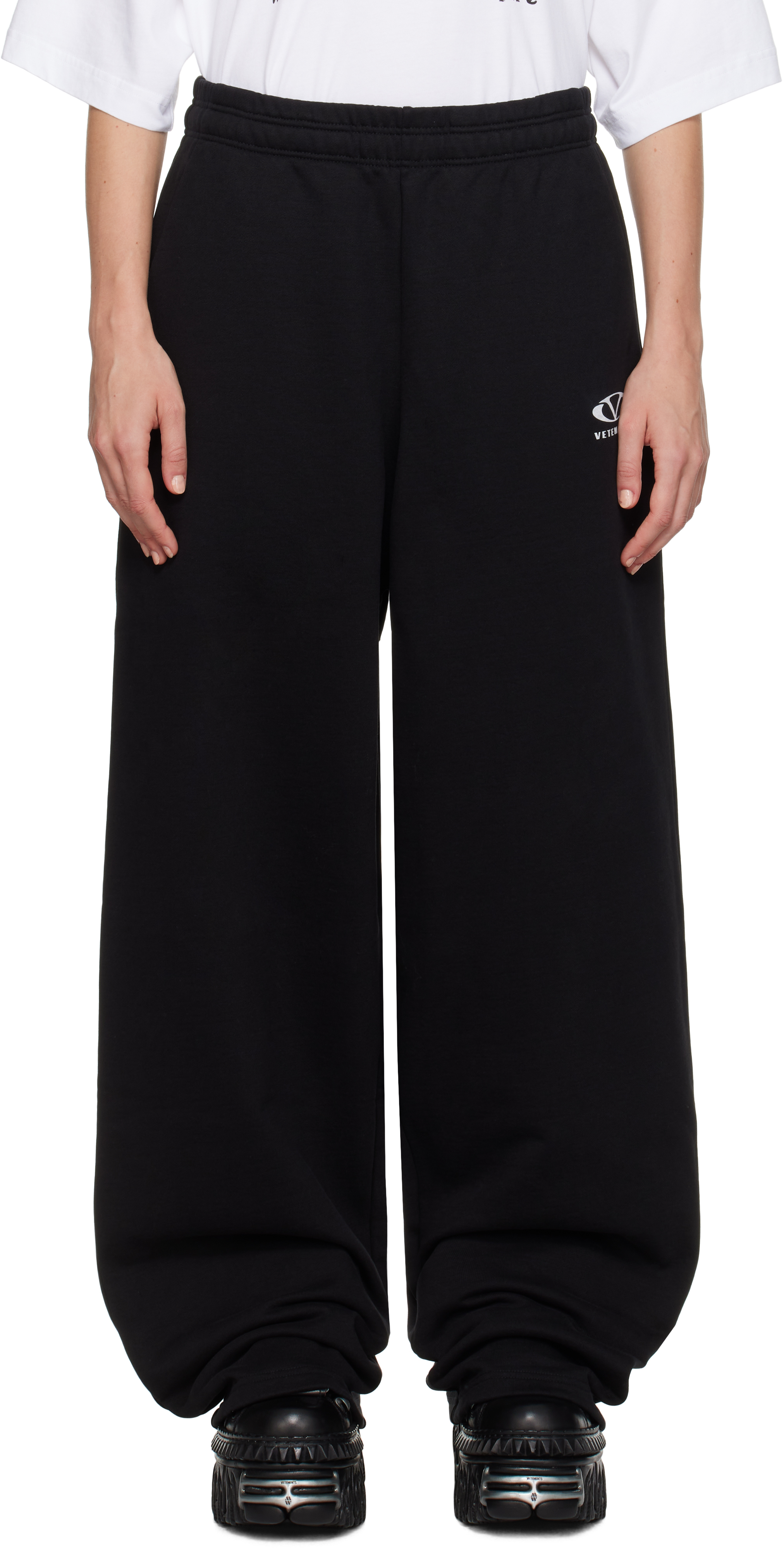 VETEMENTS Black Oval Logo Sweatpants SSENSE UK
