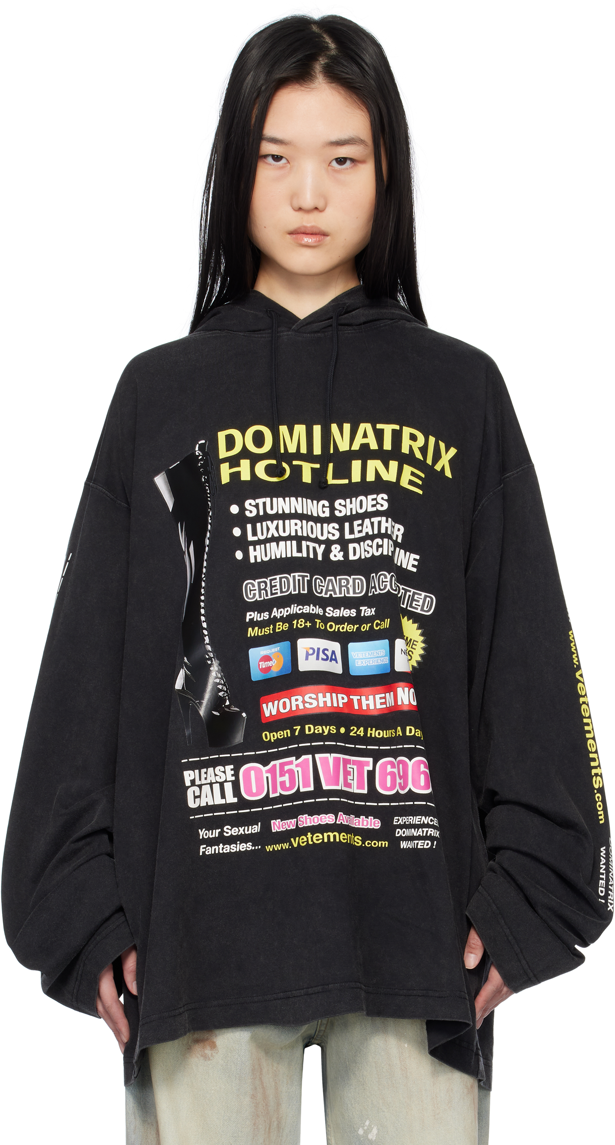 Black Jersey 'Dominatrix Hotline' Hoodie