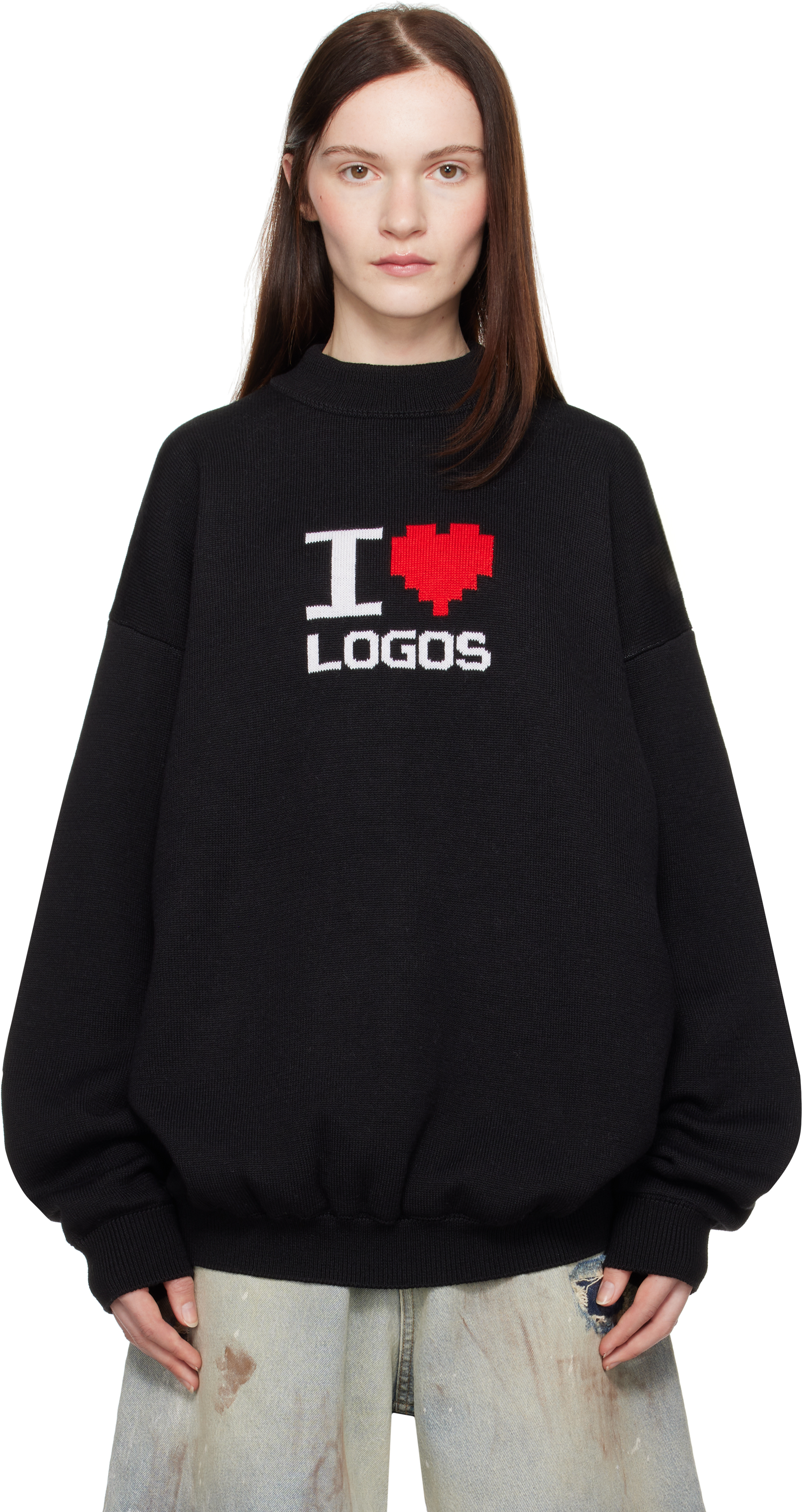 Black 'I Love Logos' Sweater