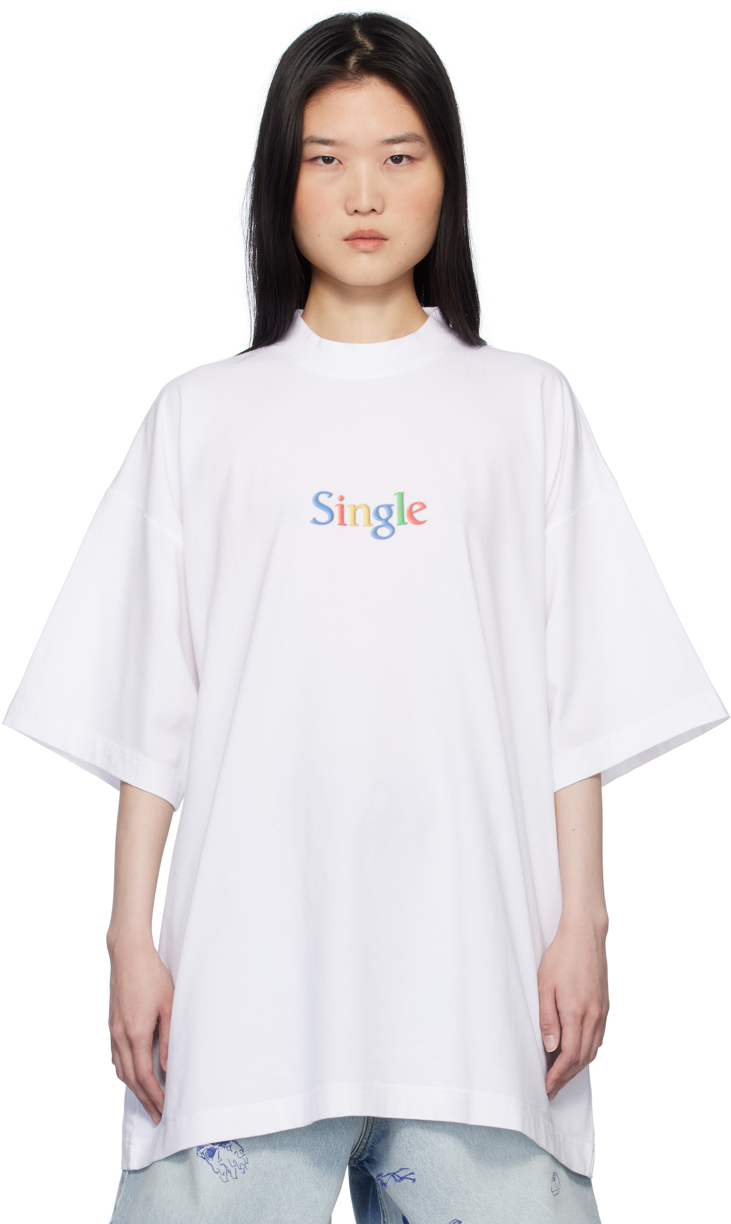 White 'Single' Oversized T-shirt