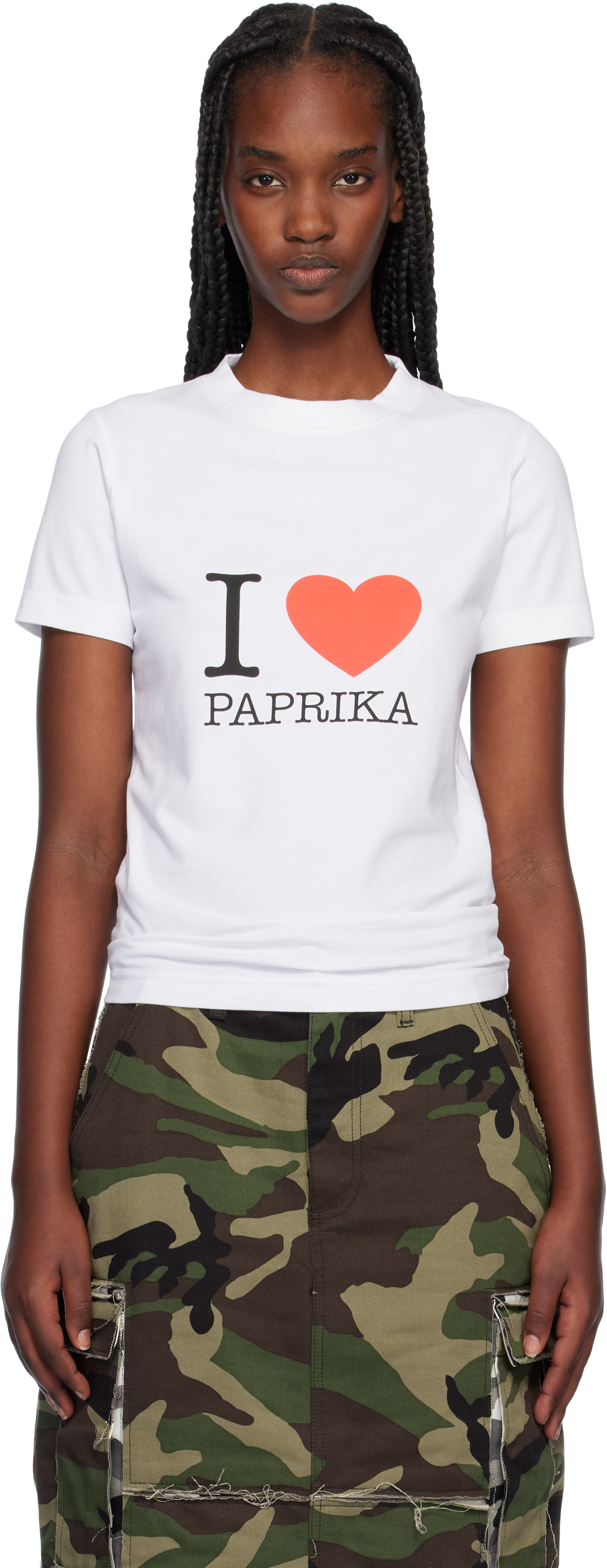 【VETEMENTS】ホワイト I Love Paprika フーディ White 'I Love Paprika' Fitted T-shirt by VETEMENTS on Sale