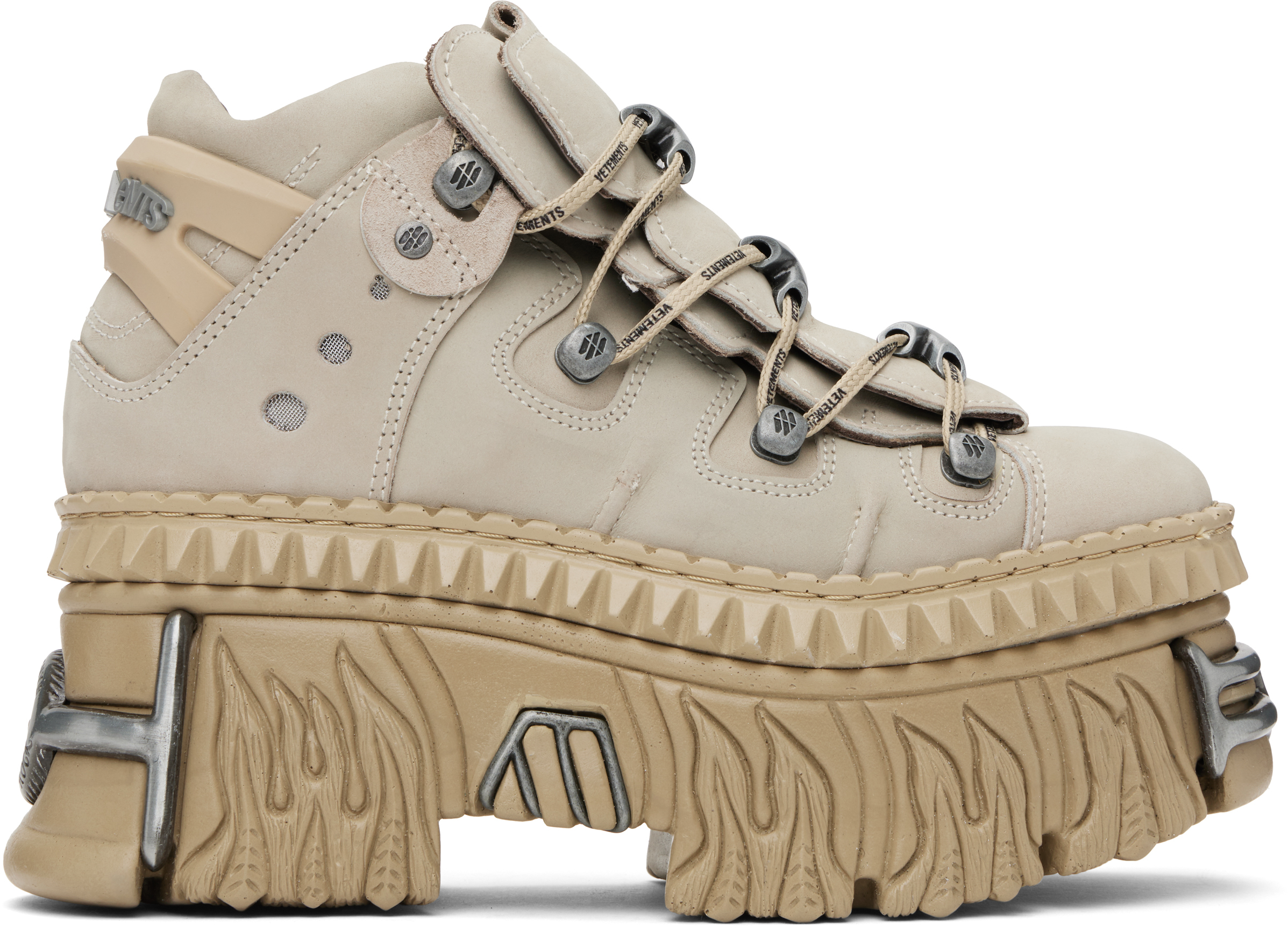 Shop Vetements Beige New Rock Edition Fire Platform Sneakers