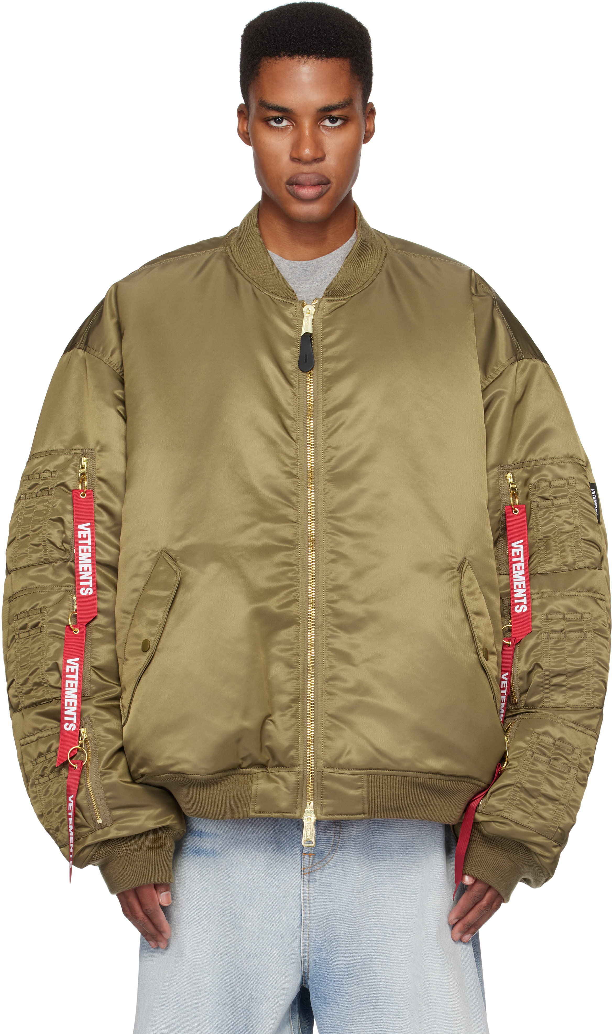 Khaki Alpha Industries Edition Cargo Reversible Bomber Jacket