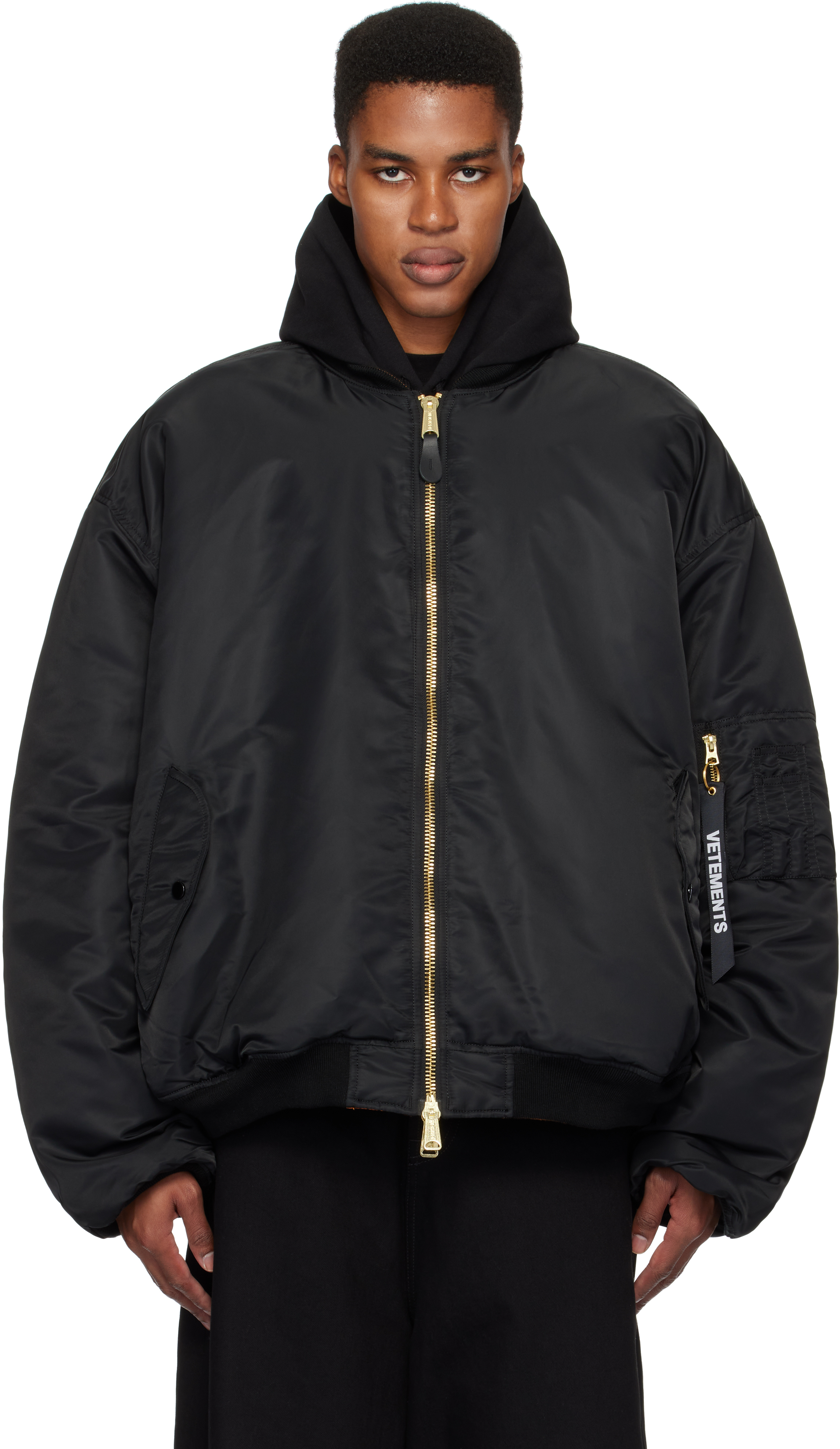 Black Alpha Industries Edition Double Zip Reversible Bomber Jacket