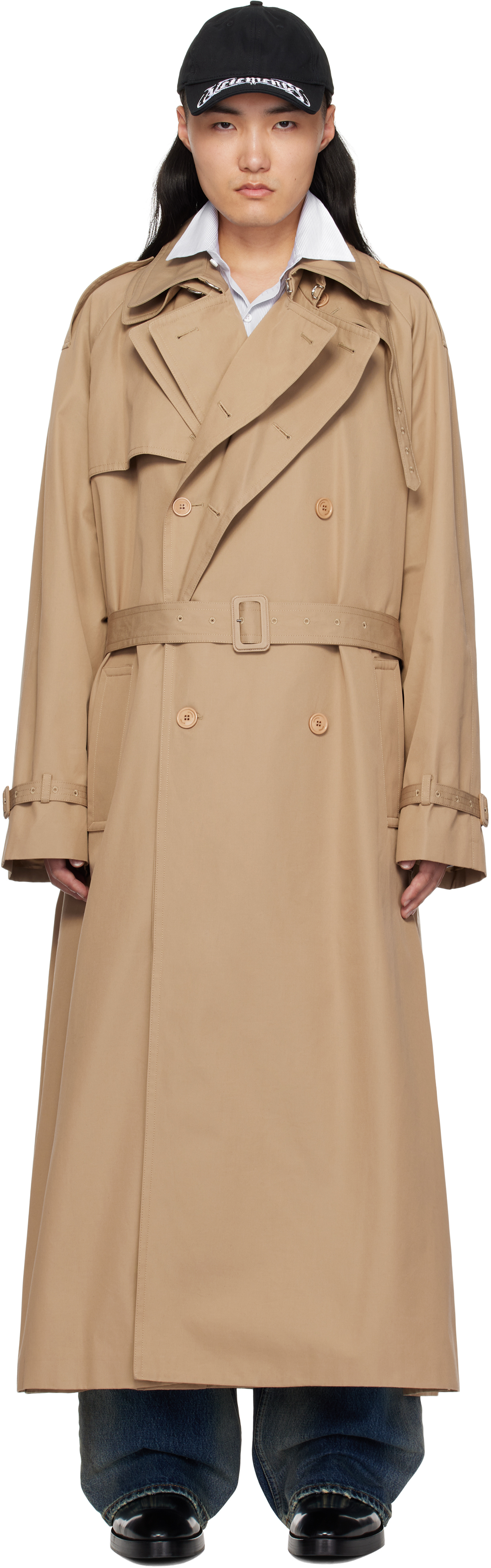 Beige Runway Double Trench Coat