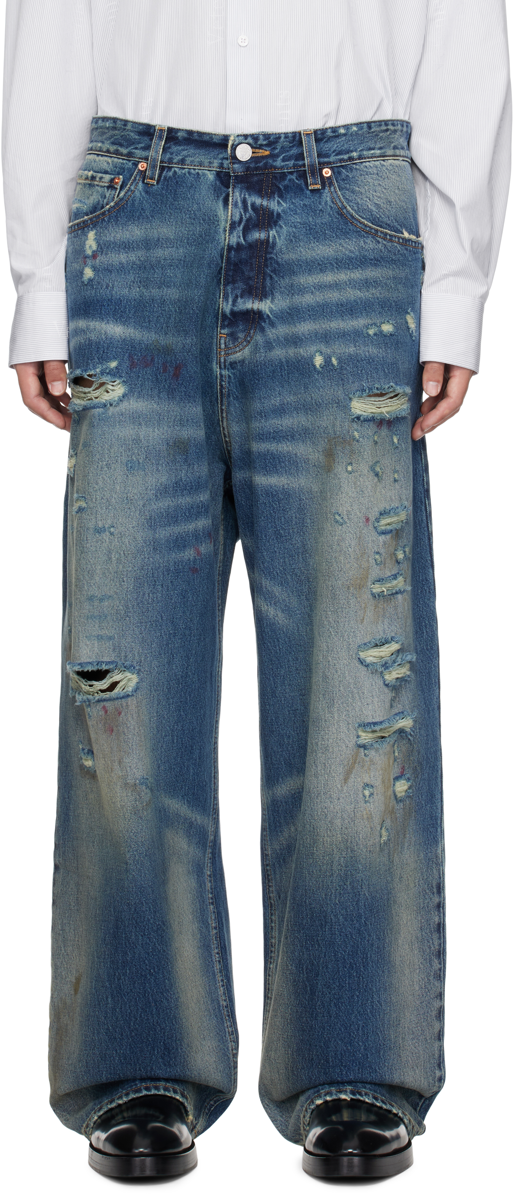 Blue Distressed Baggy Jeans