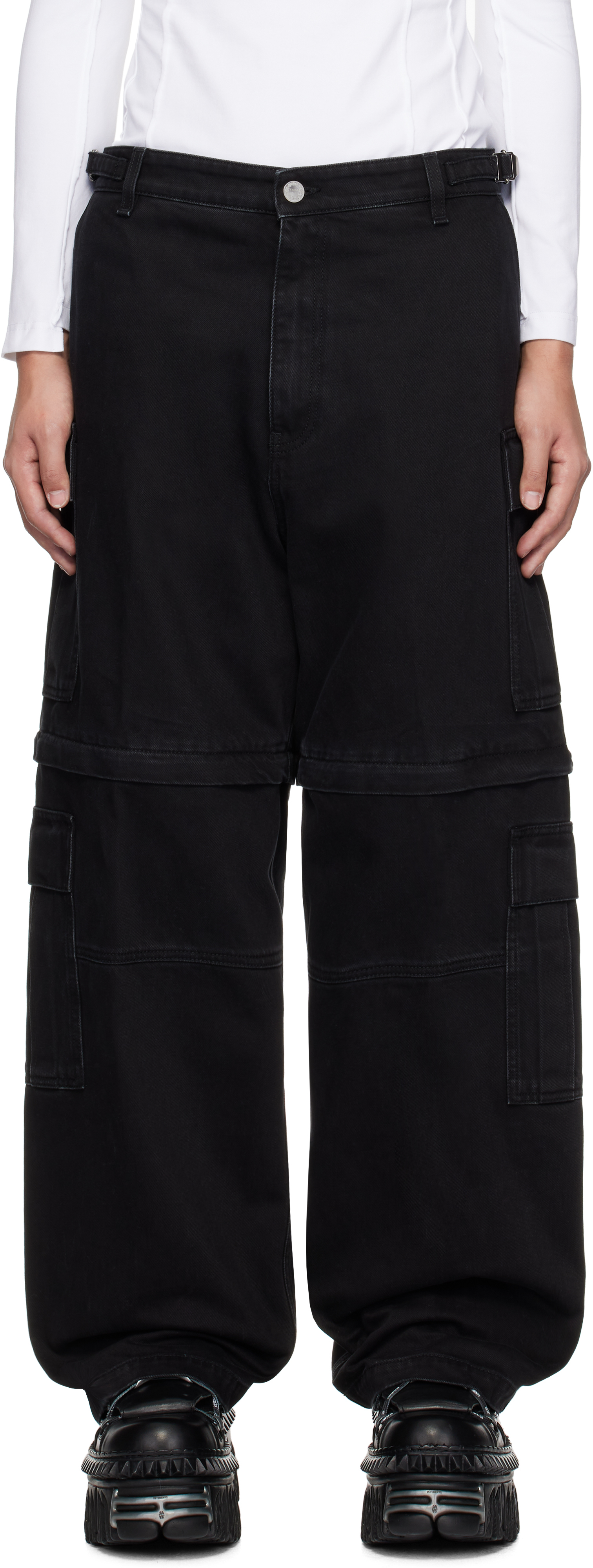 Black Paneled Cargo Pants