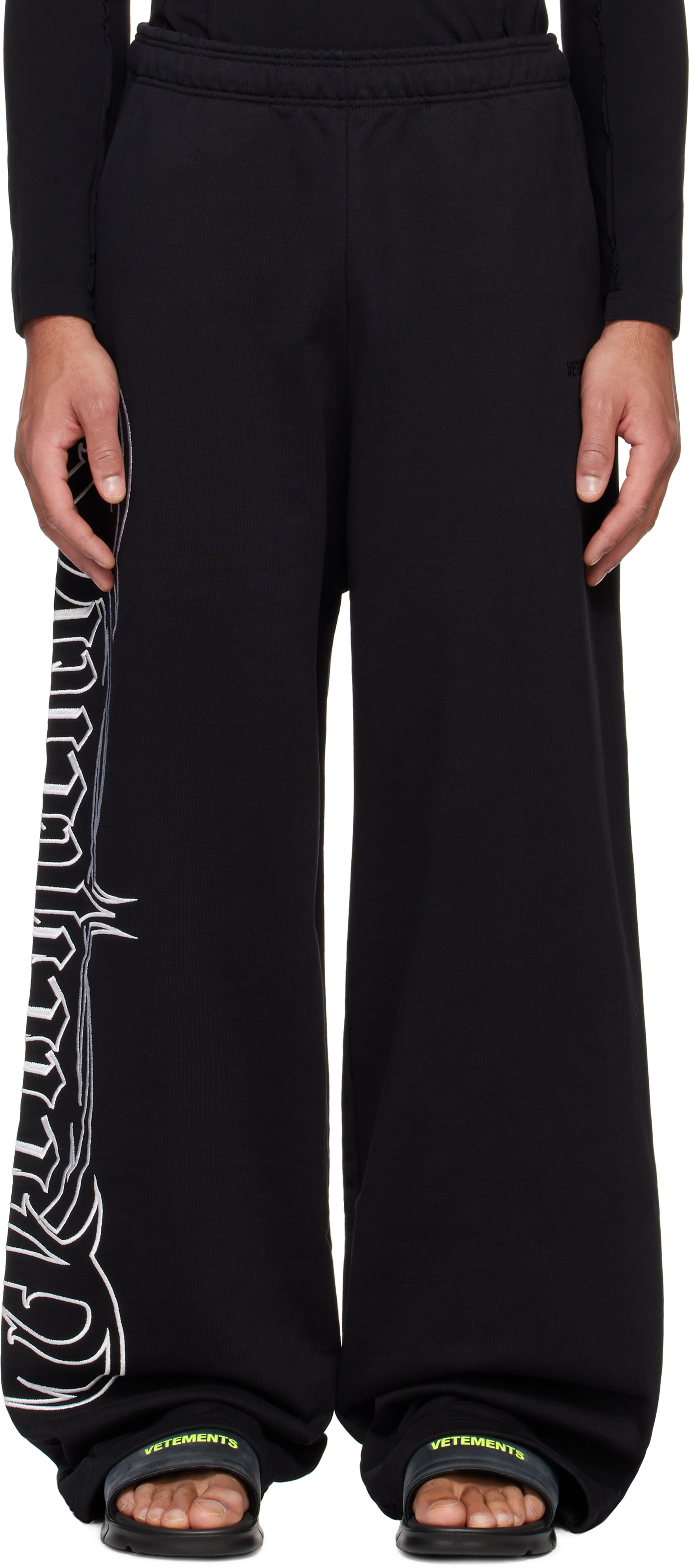 Black Metal Embroidered Sweatpants