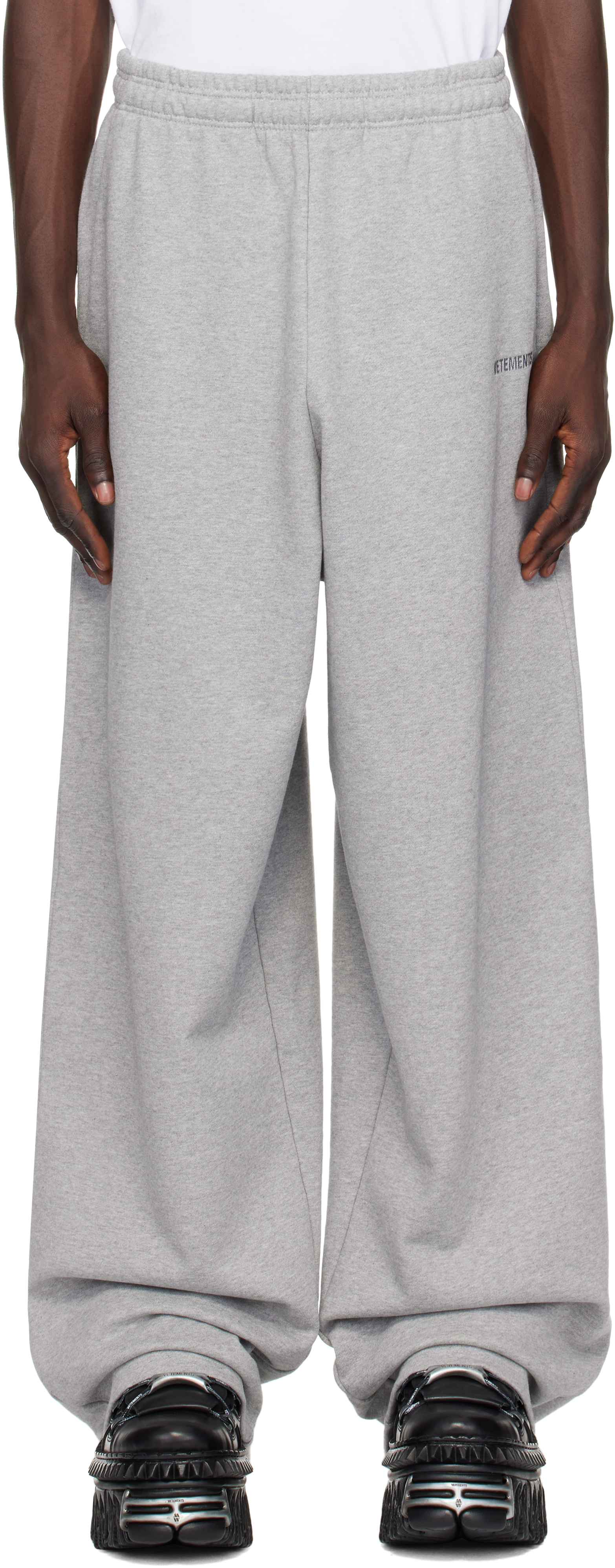 Gray Embroidered Logo Sweatpants