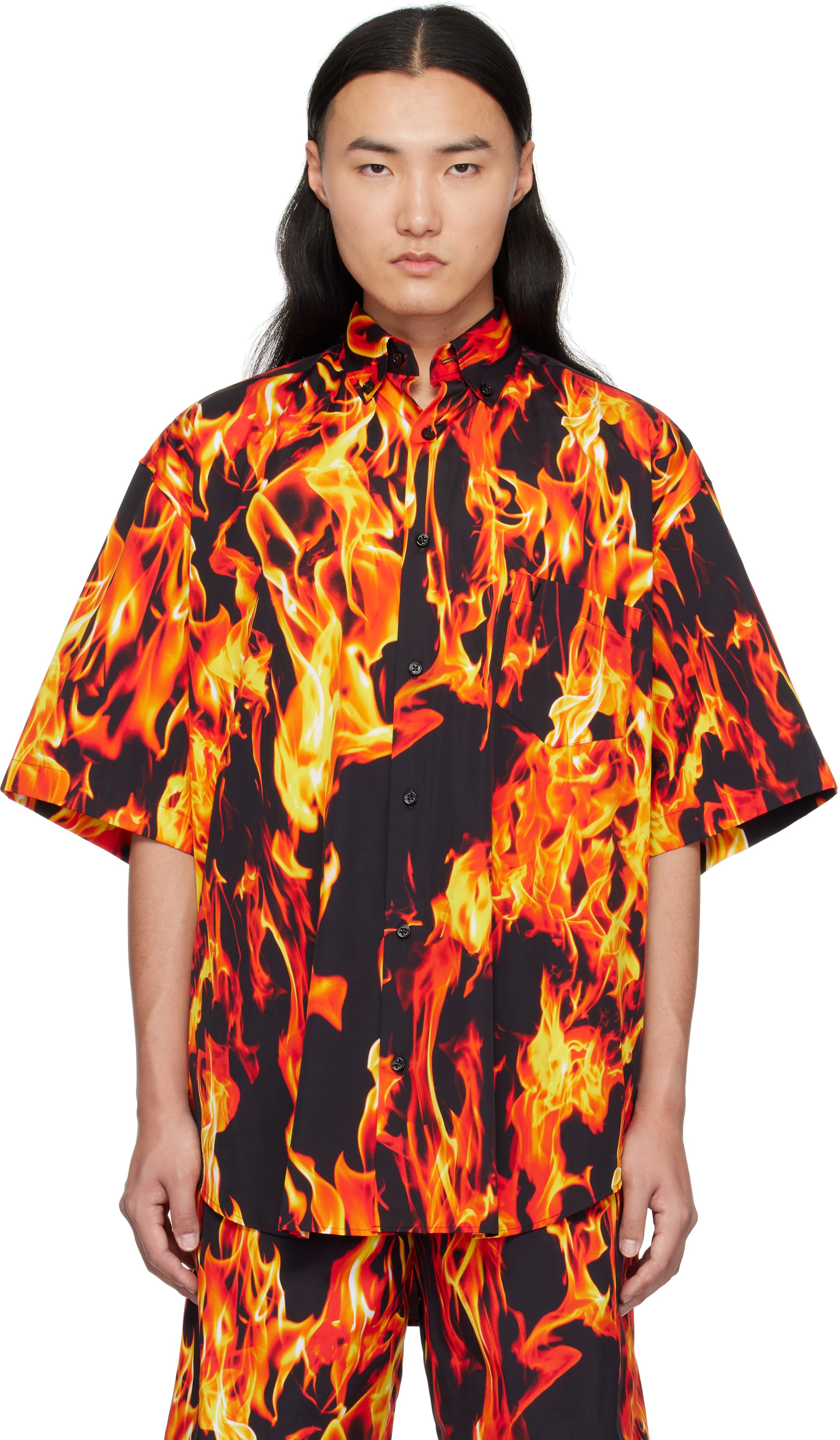 Tシャツ・カットソー VETEMENTS 'Black & Orange Fire' shirt Black & Orange Fire Shirt by VETEMENTS on Sale