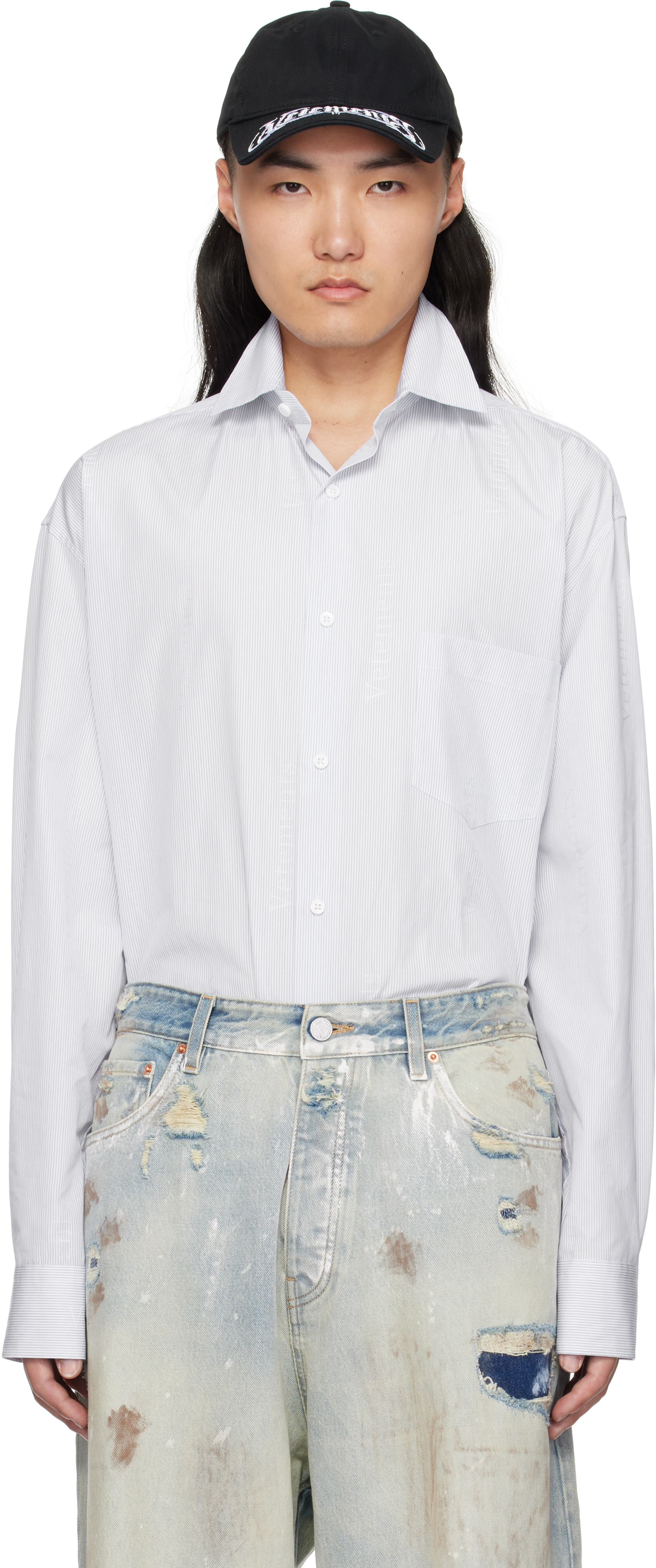 White & Blue Pinstripe Shirt