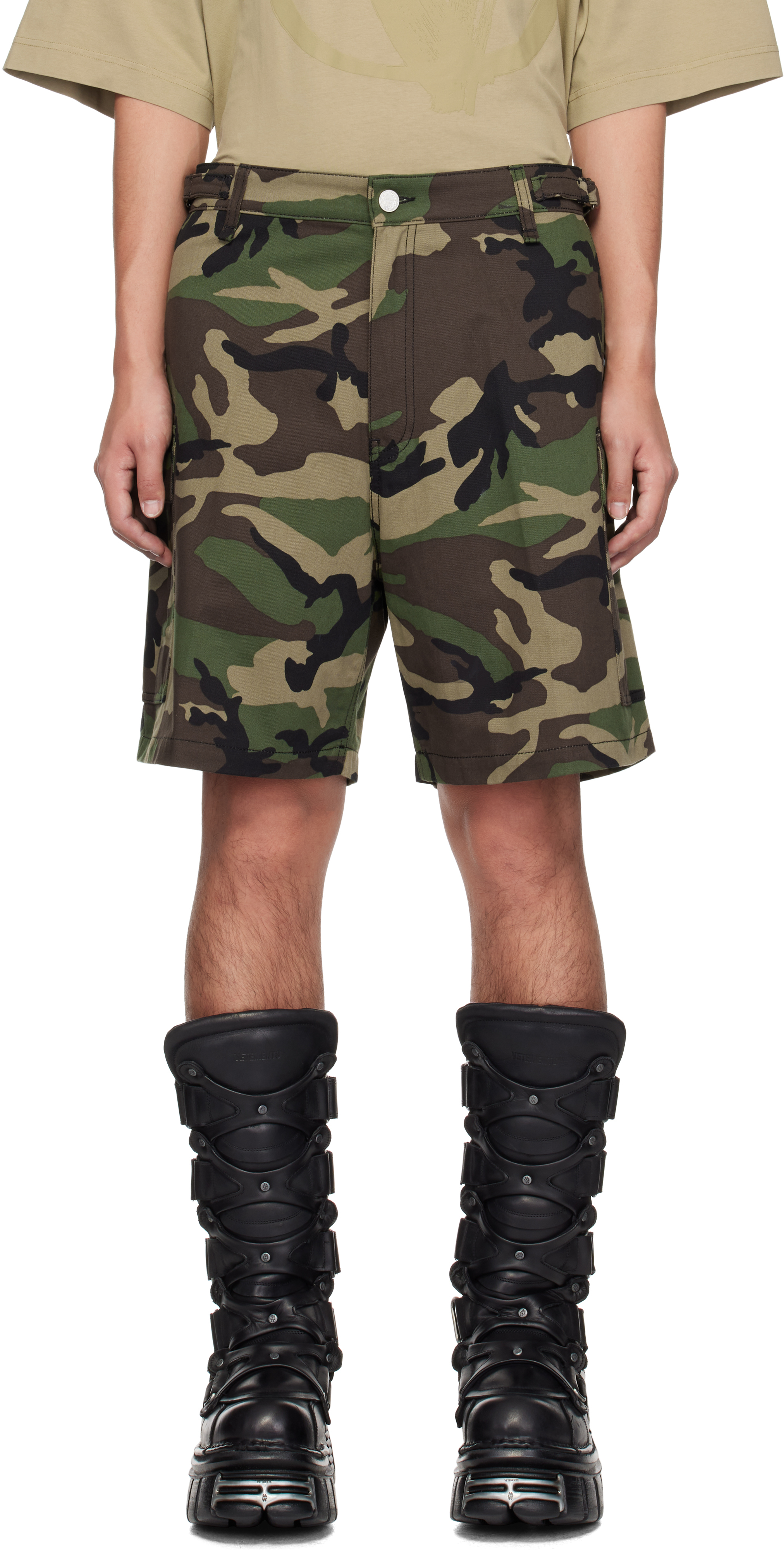 Khaki Camouflage Cargo Shorts