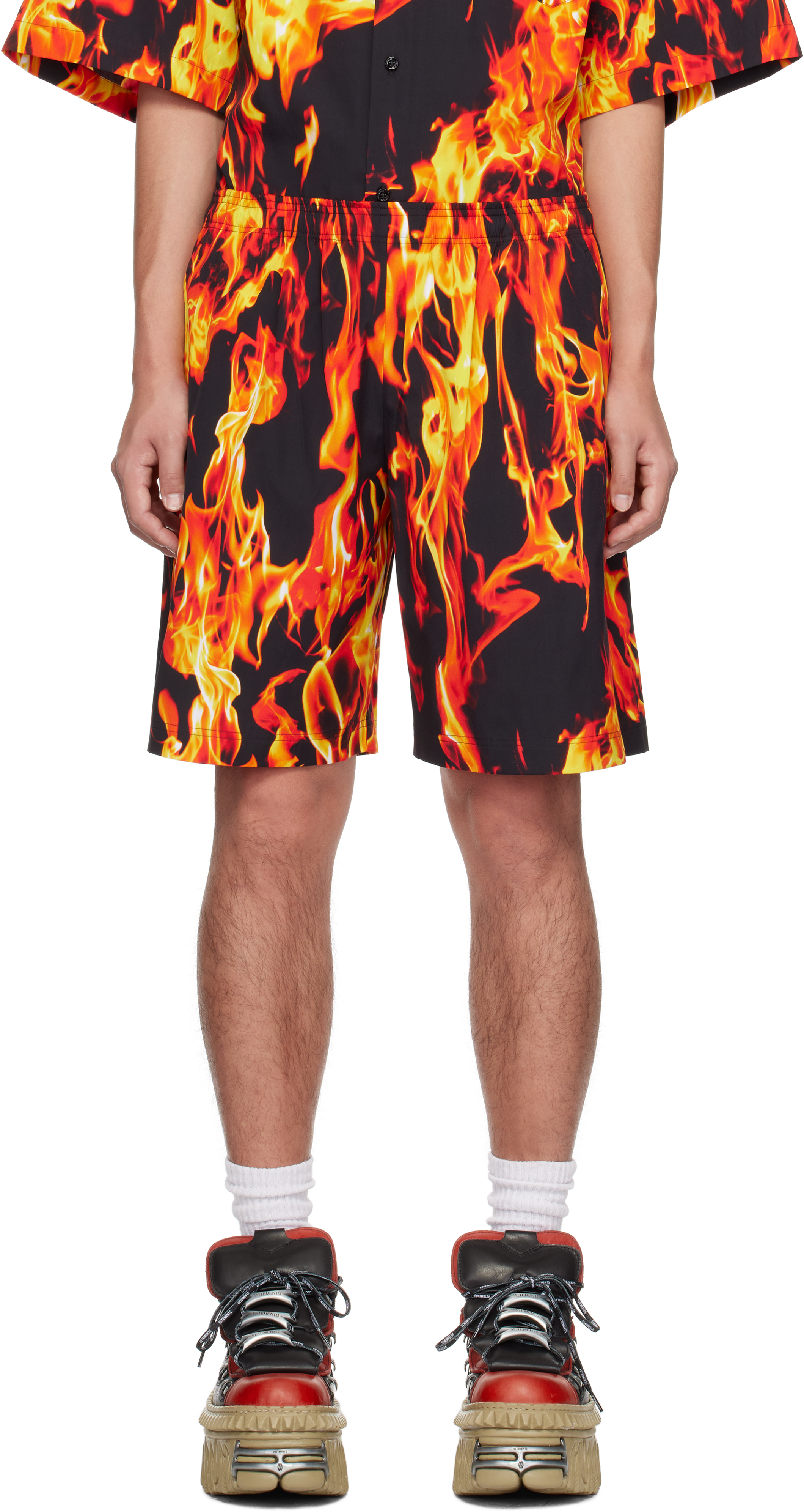 Black & Orange Fire Shorts