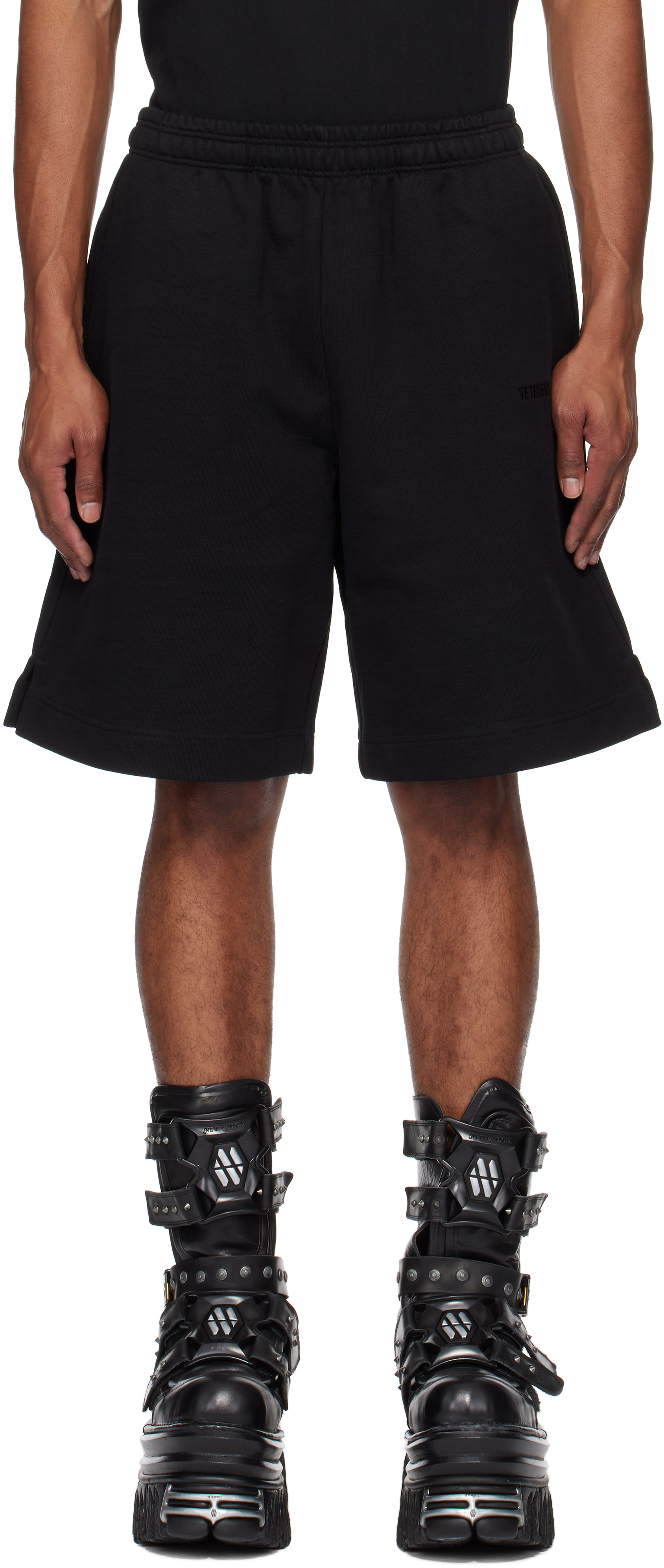 Black Embroidered Logo Shorts