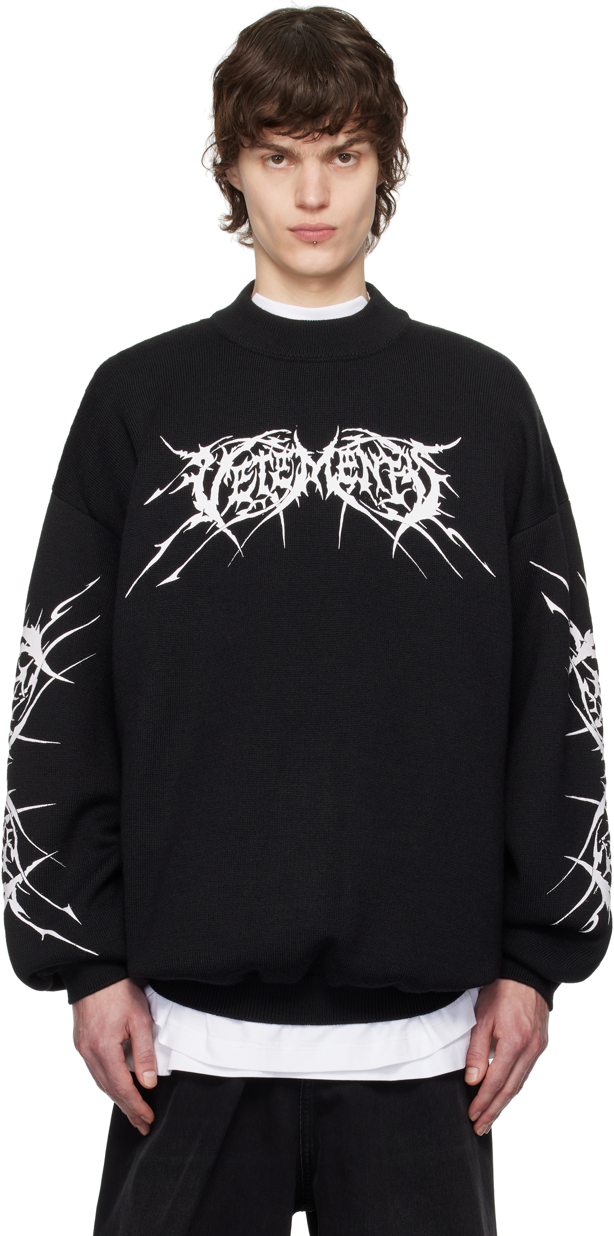 VETEMENTS BLACK METAL LOGOS SWEATER