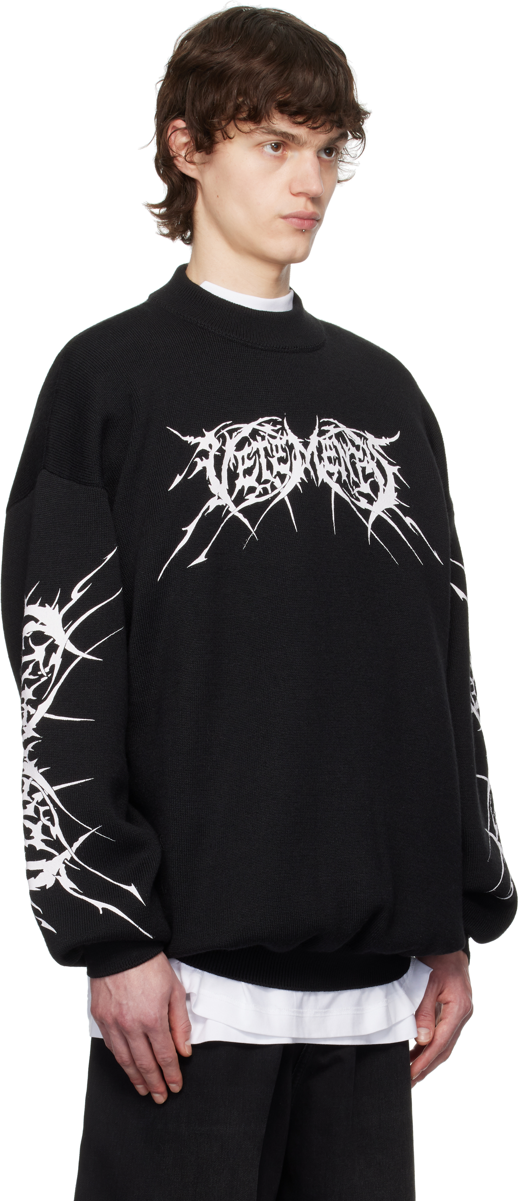 VETEMENTS BLACK METAL LOGOS SWEATER