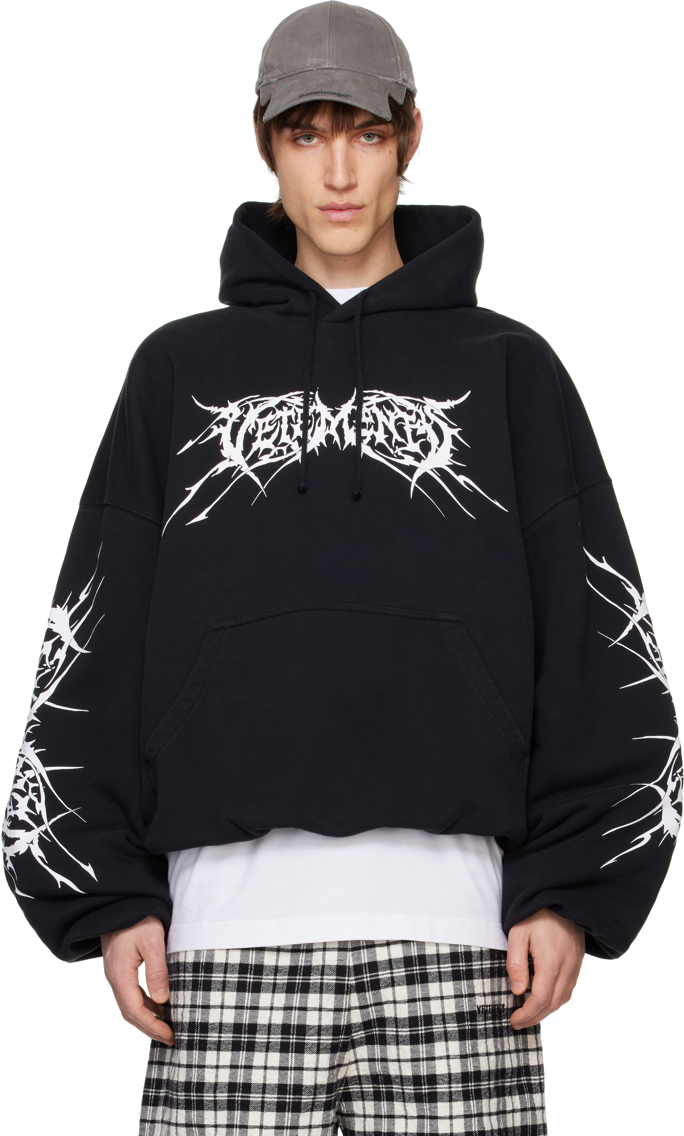 Black Death Metal Cropped Boxy Hoodie