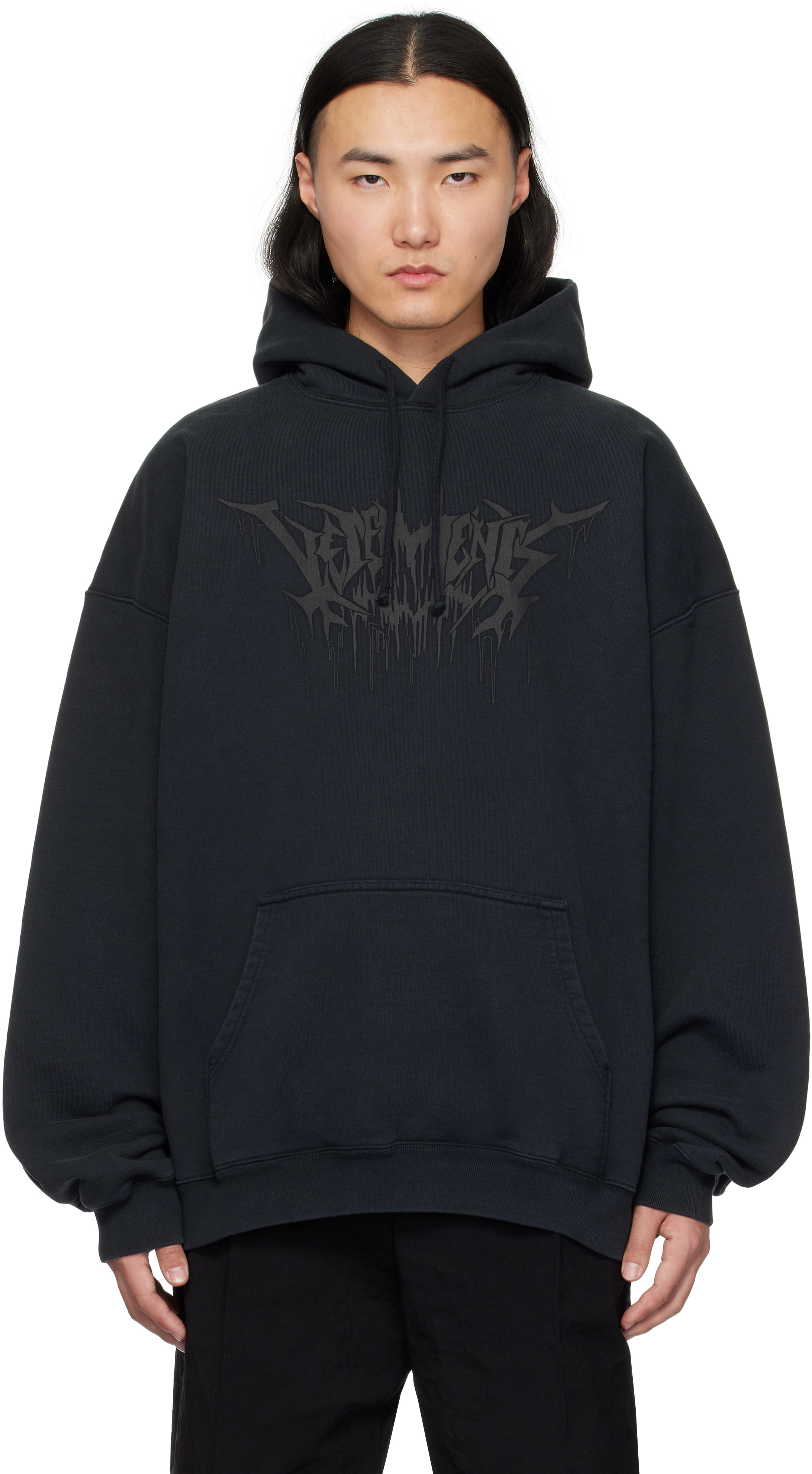 Black Drip Metal Oversized Hoodie