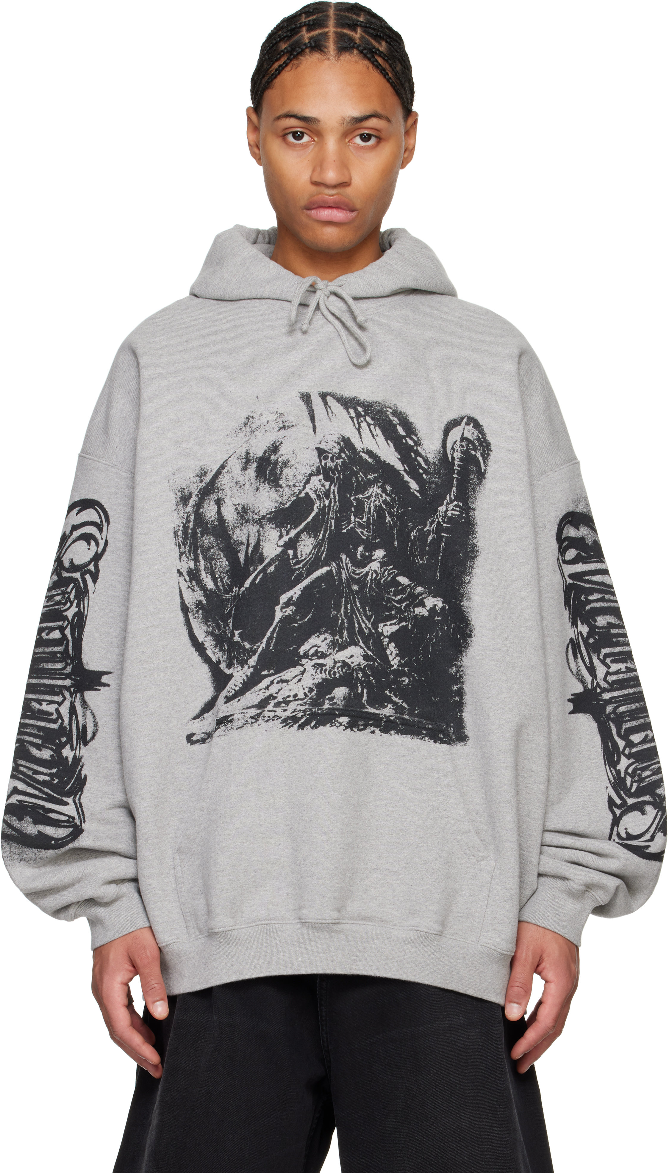 Gray Goth Oversized Hoodie