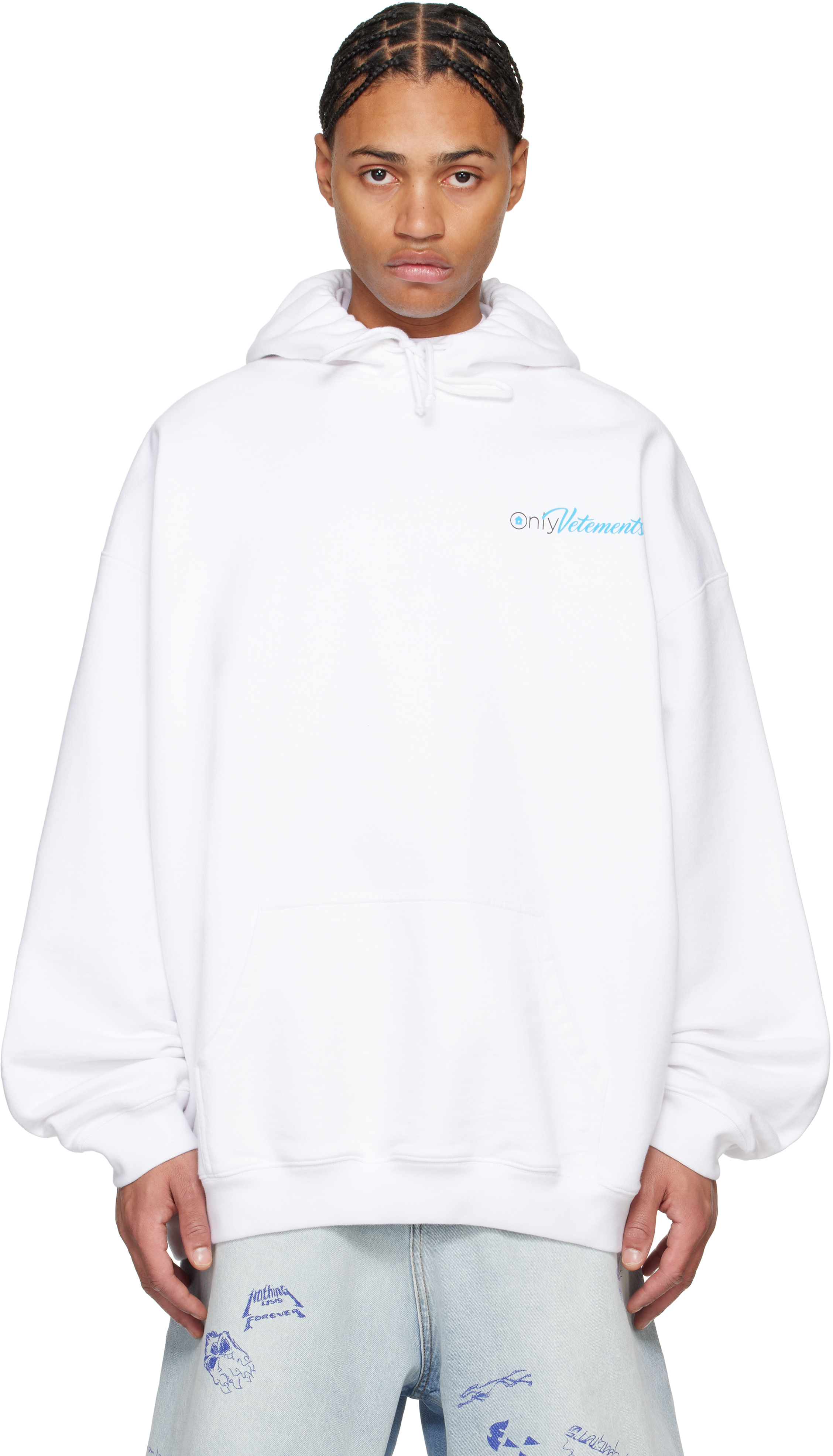 White 'Only Vetements' Oversized Hoodie