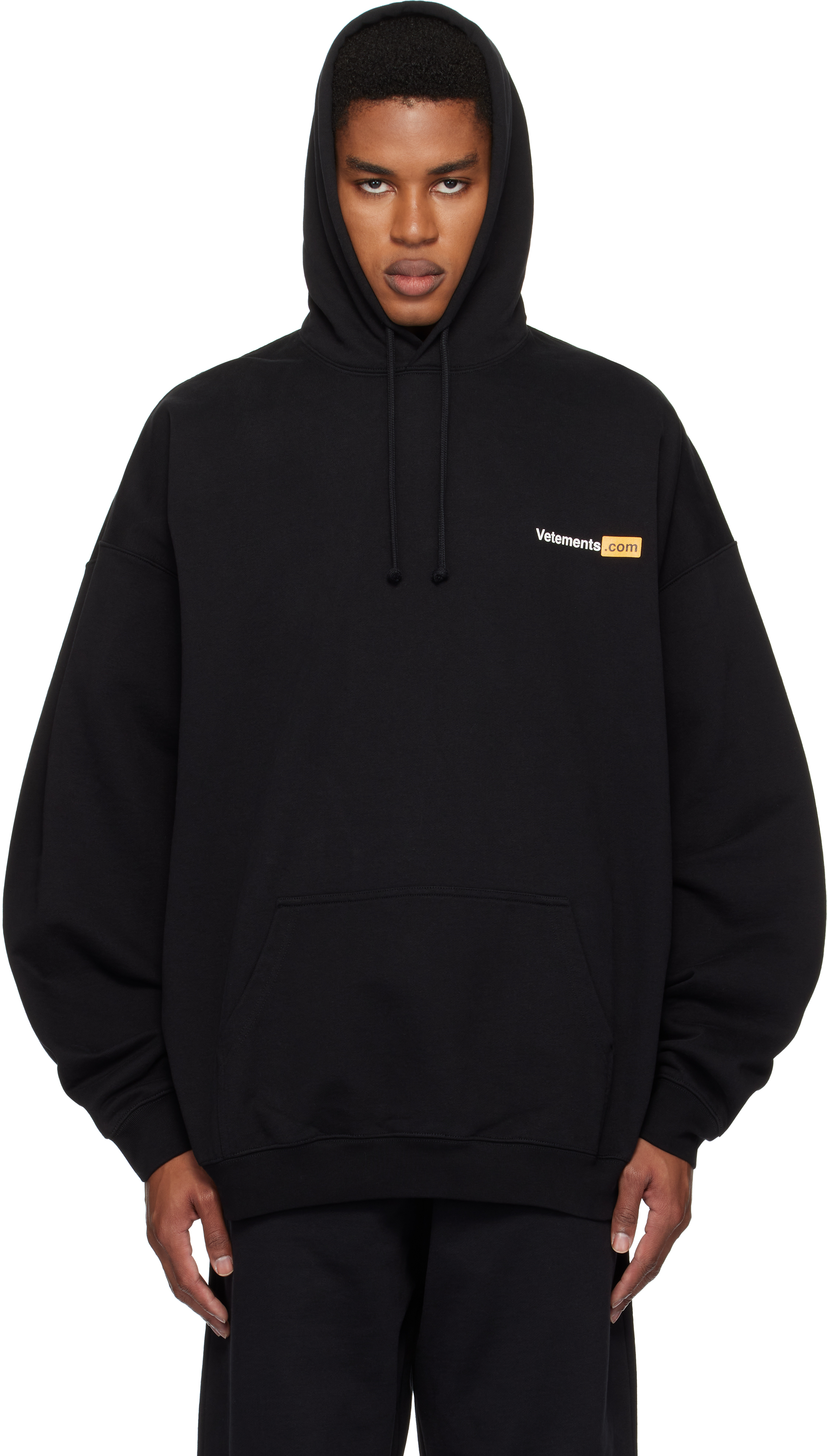 Black 'Vetements. com' Oversized Hoodie