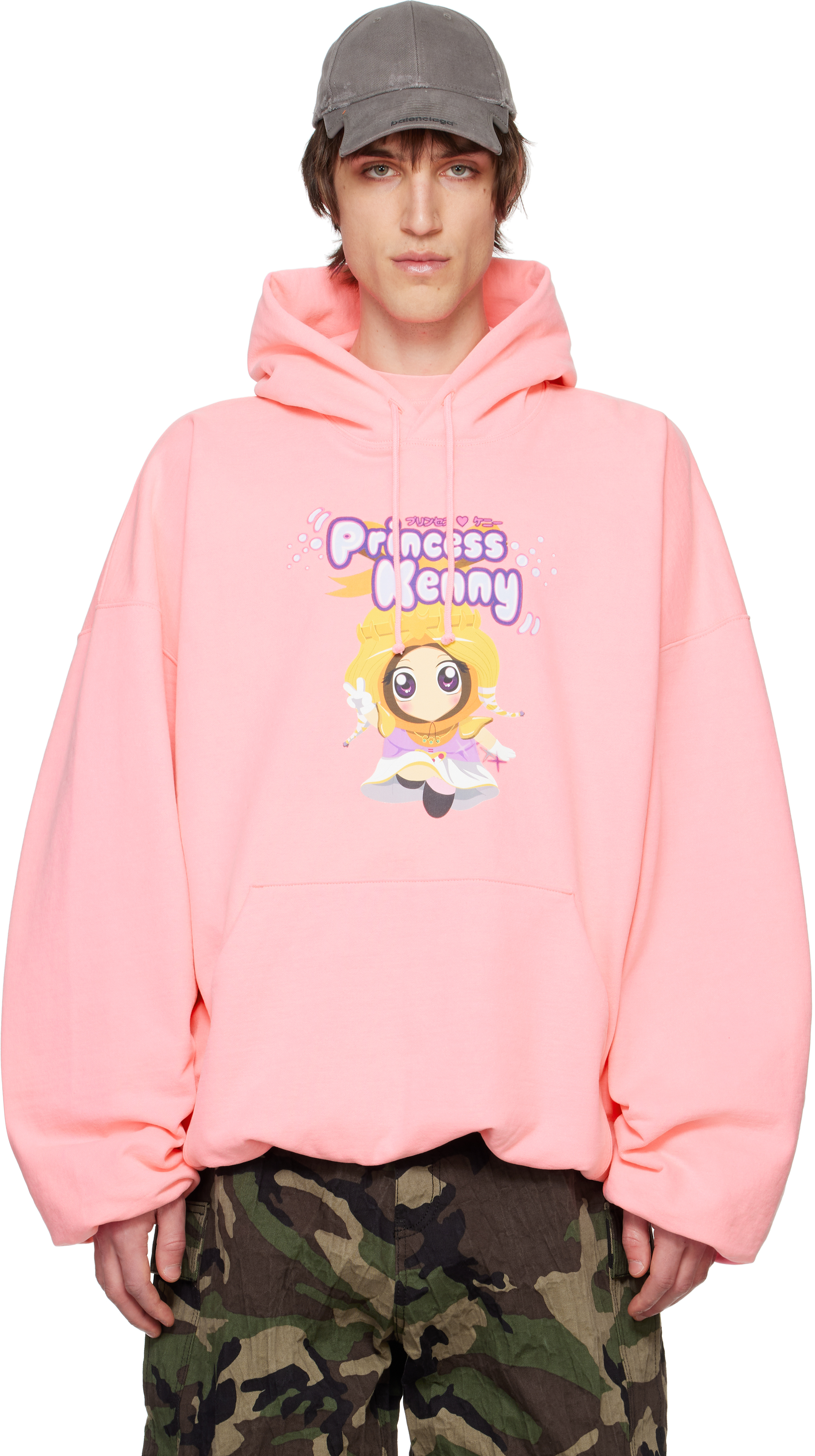 Pink 'Princess Kenny' Cropped Boxy Hoodie