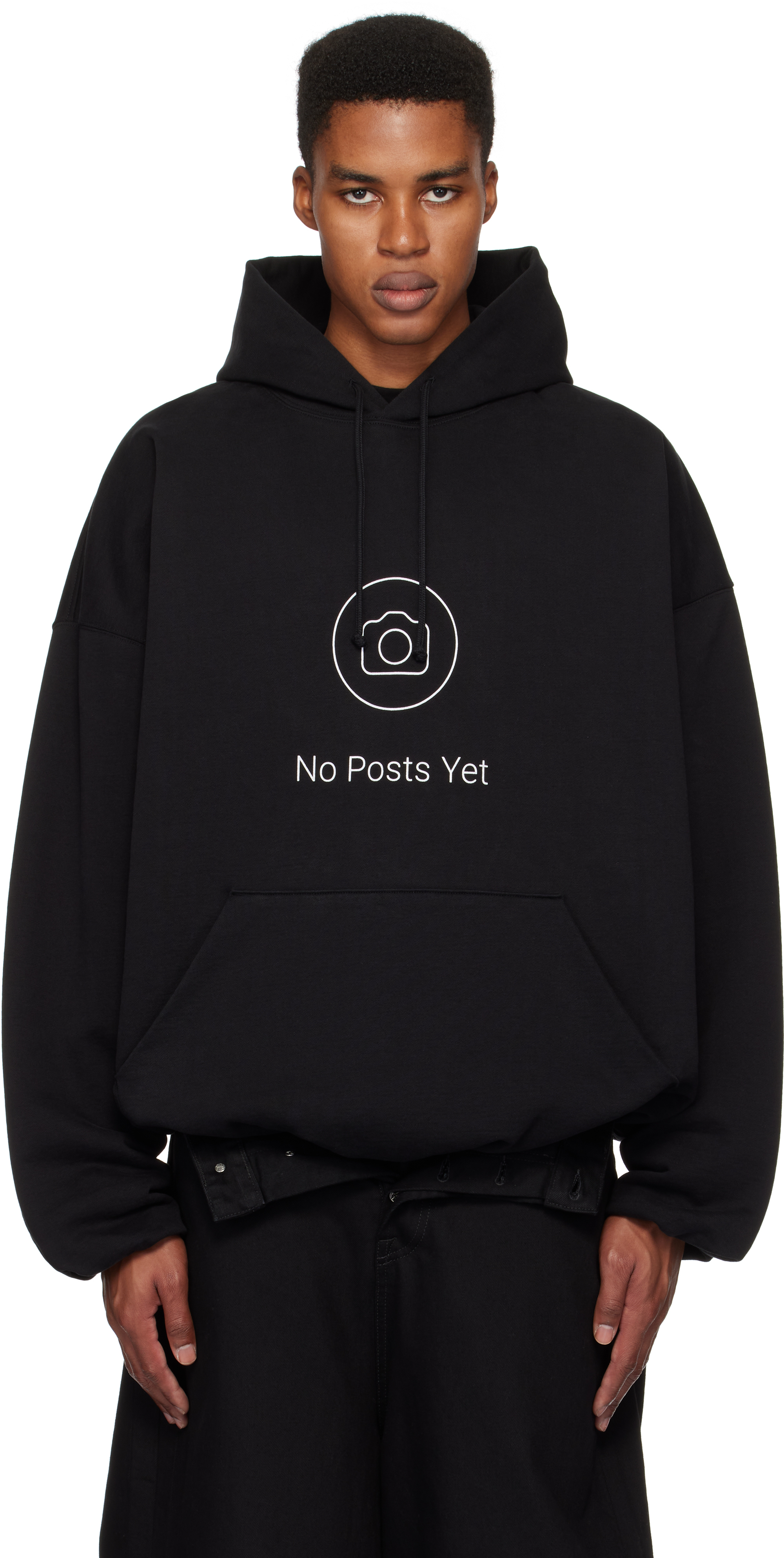 Black 'No Posts' Cropped Boxy Hoodie