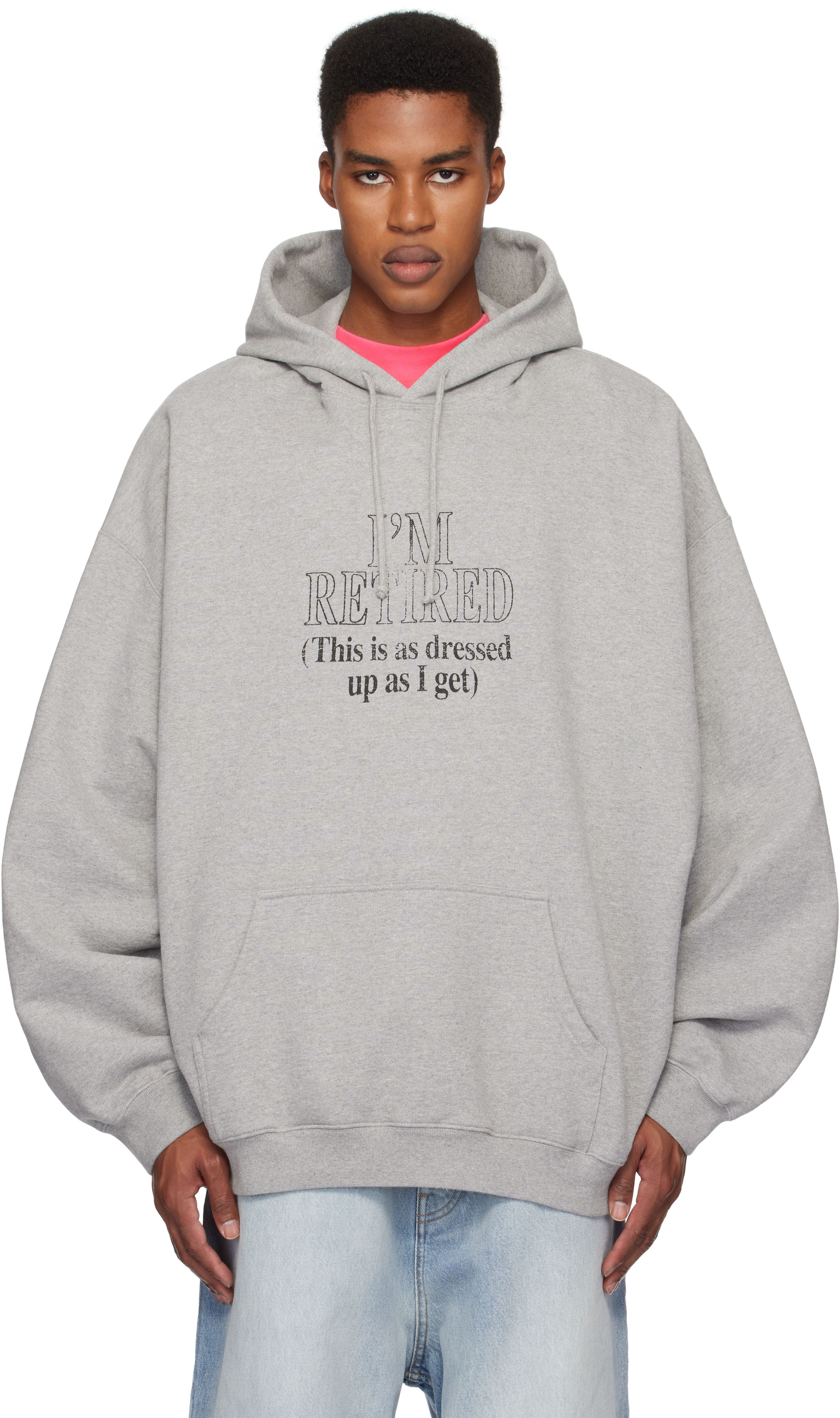 Gray 'I'm Retired' Oversized Hoodie