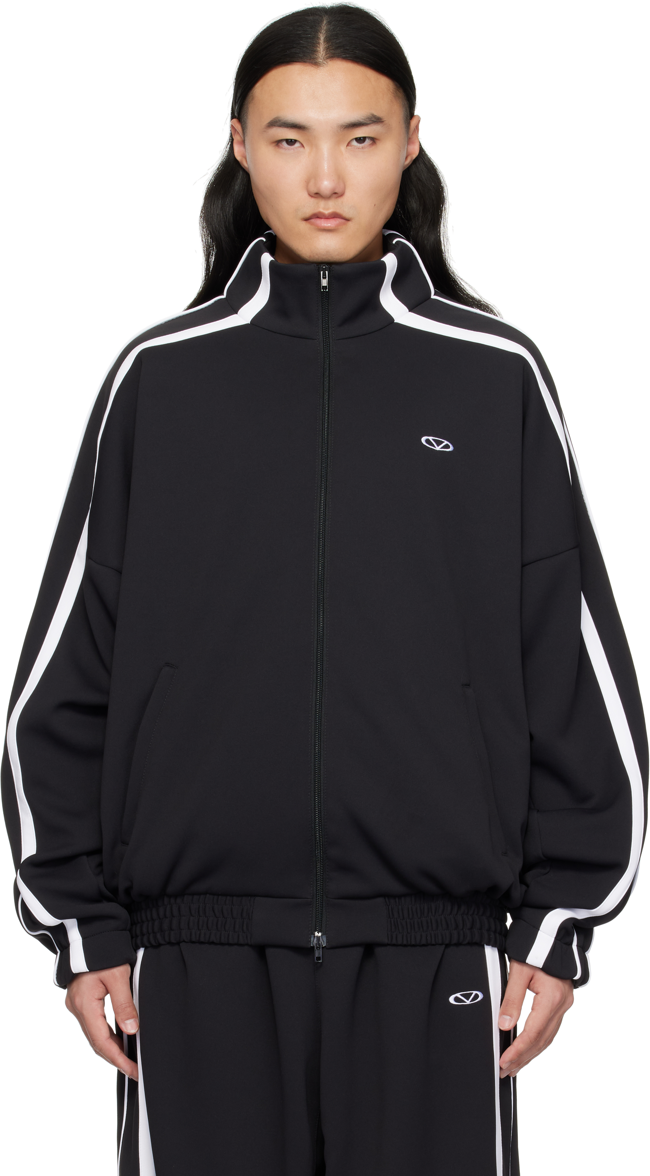 Black & White Oval Logo Gym Jacket