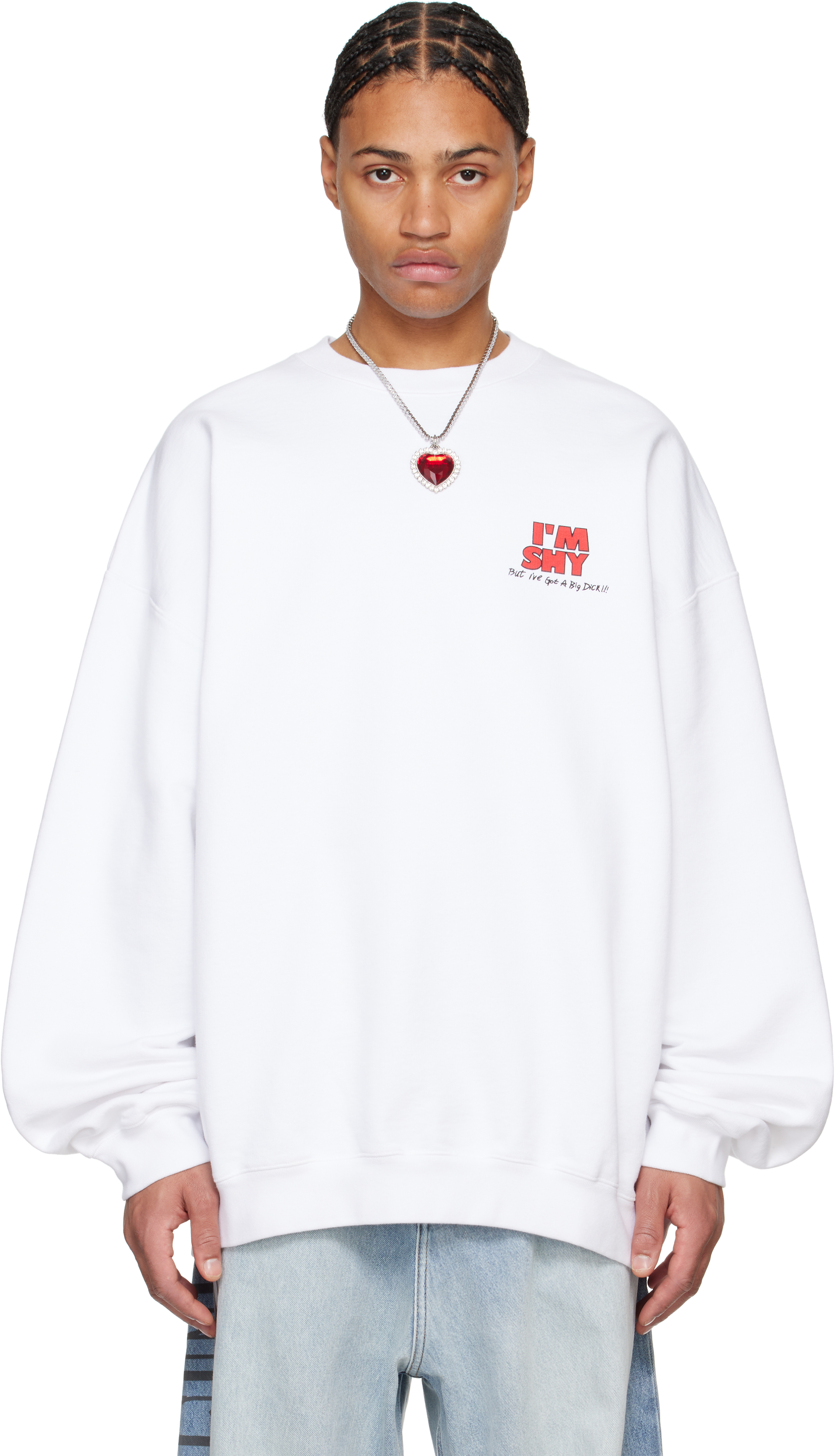 White 'I'm Shy' Oversized Sweatshirt