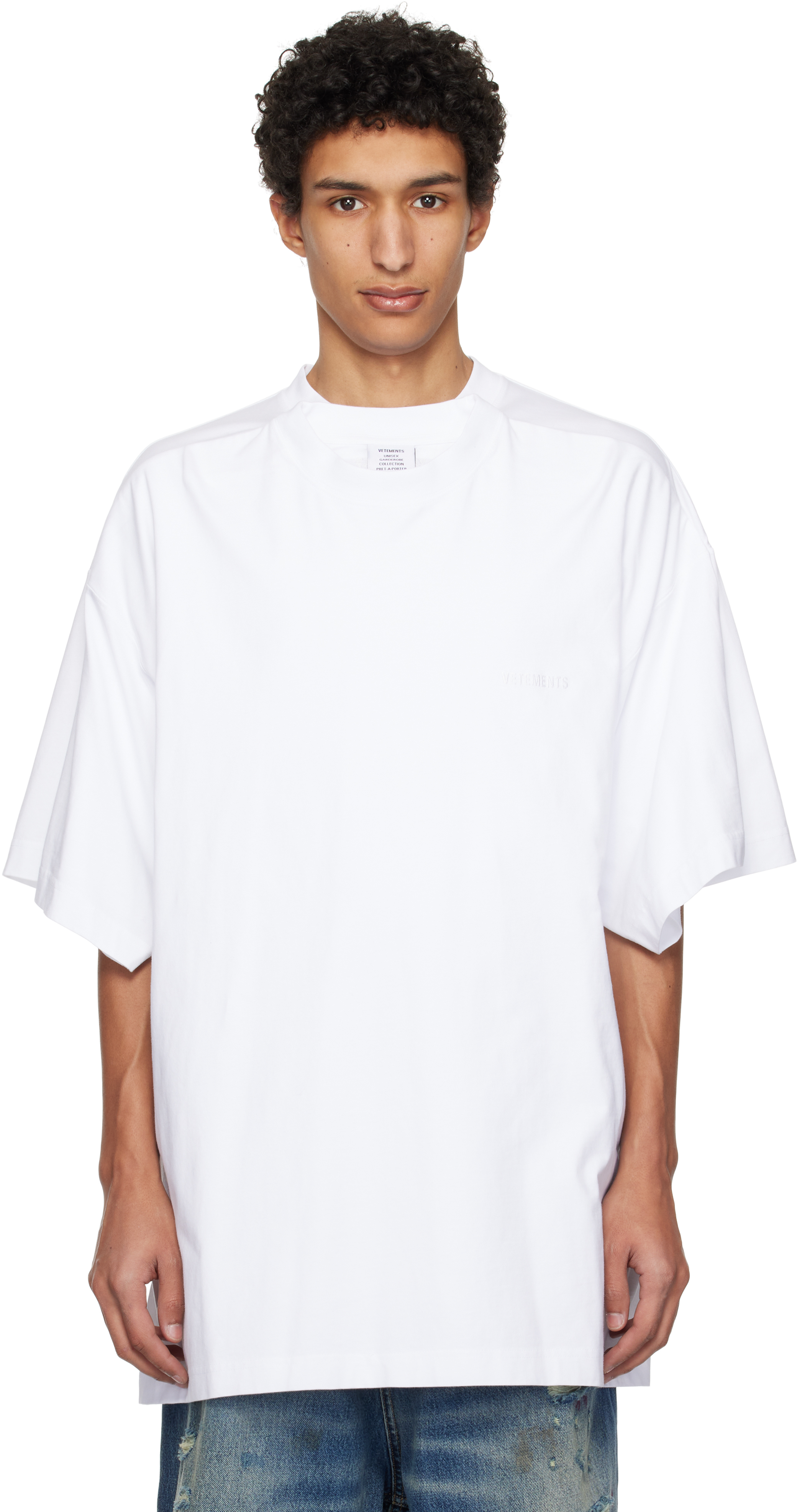 White Merged Double Oversized T-shirt