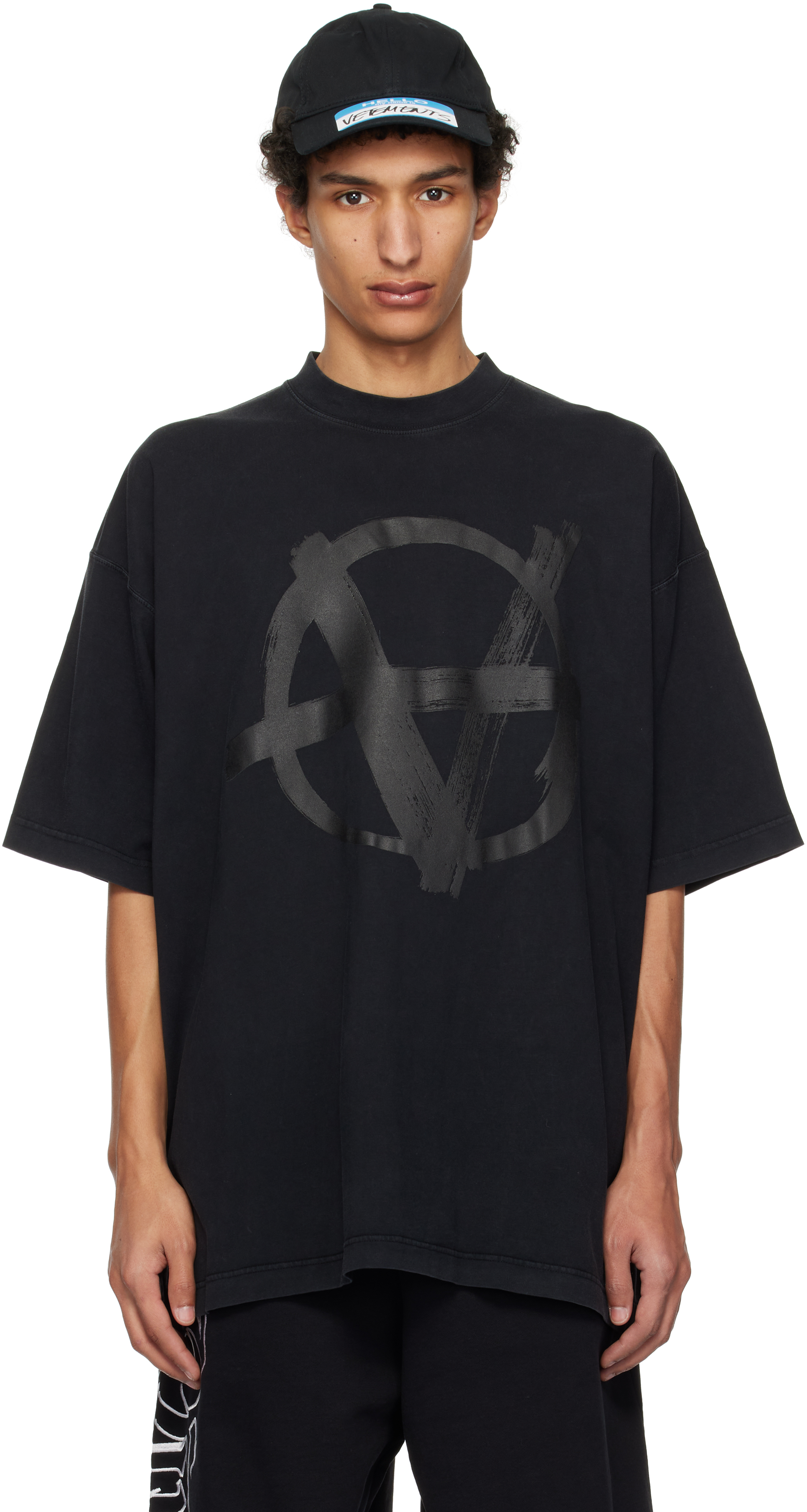 Black Double Anarchy Oversized T-shirt