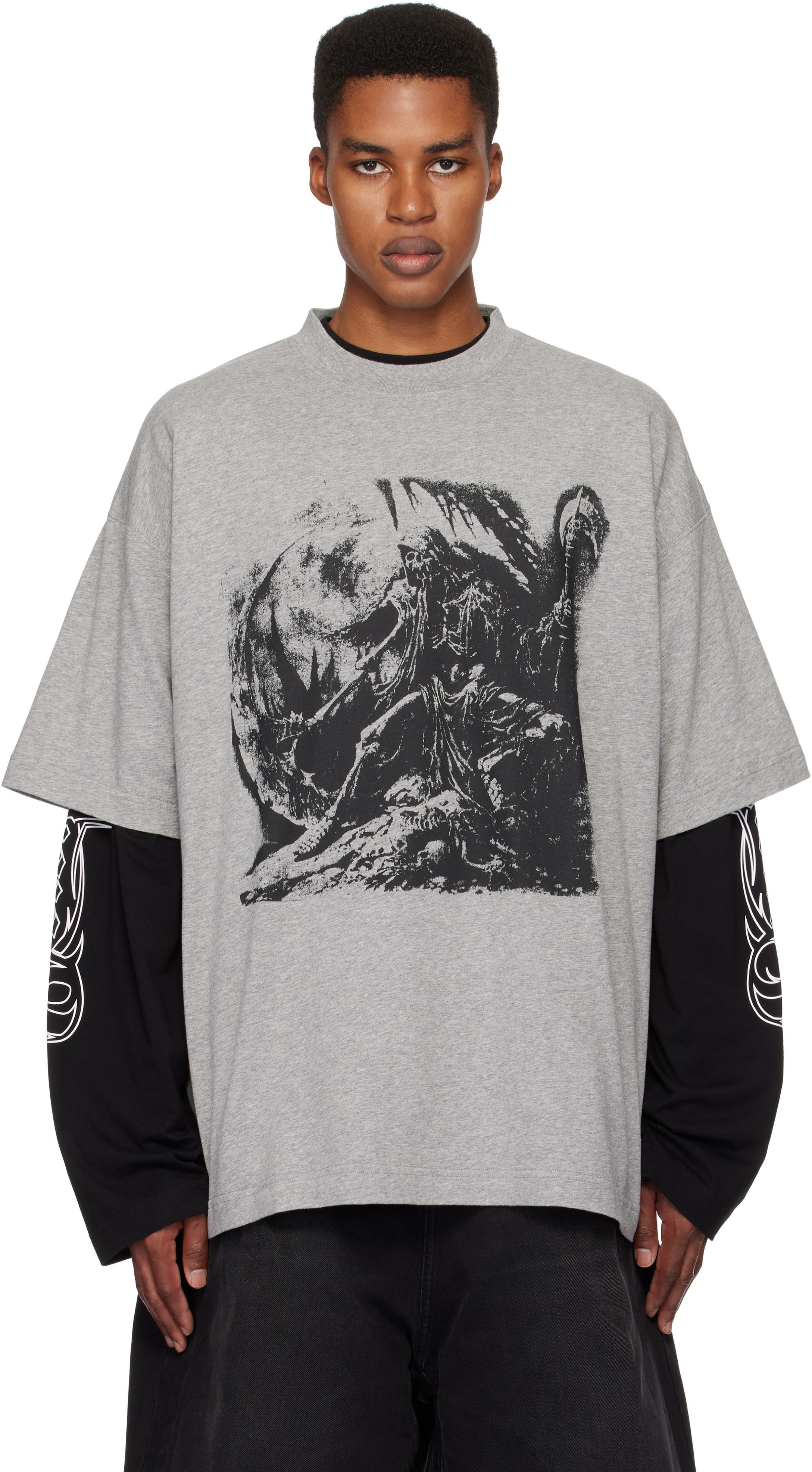 Gray Goth Oversized T-shirt