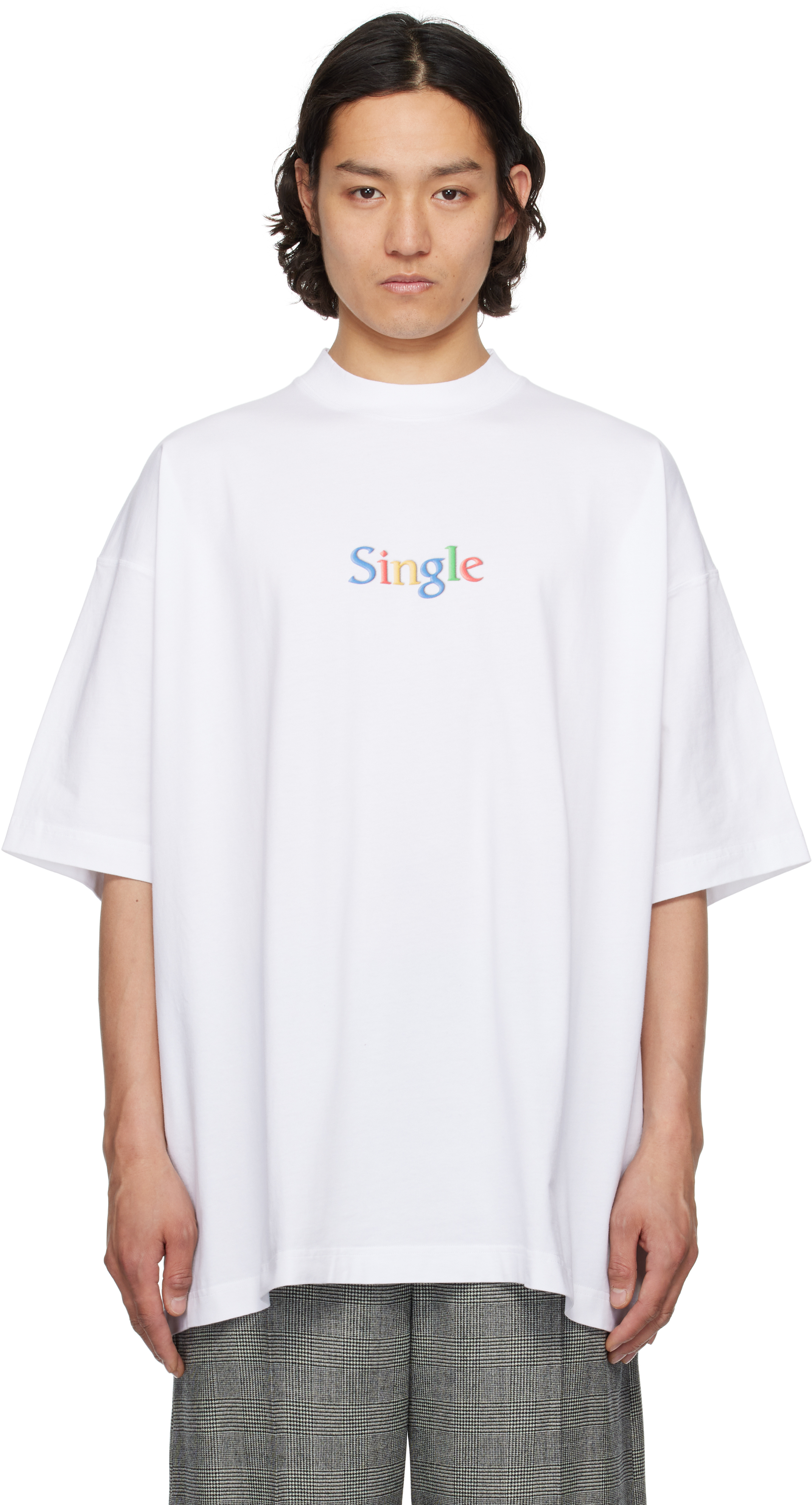 VETEMENTS: ホワイト 'Single' オーバーサイズ Tシャツ | SSENSE