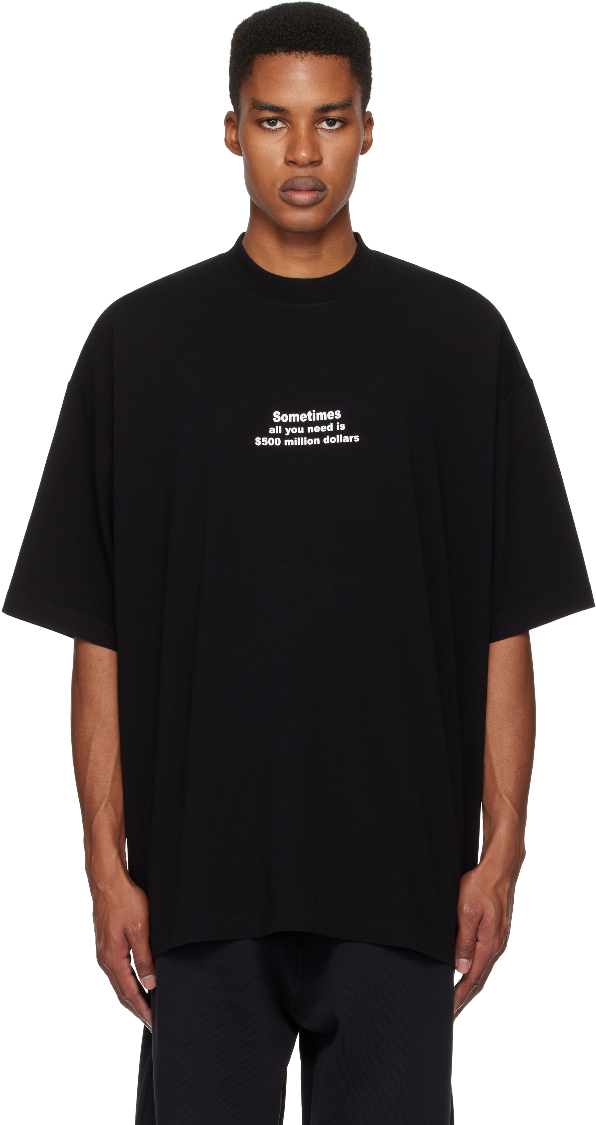 Black '500 Million Dollars' Oversized T-shirt