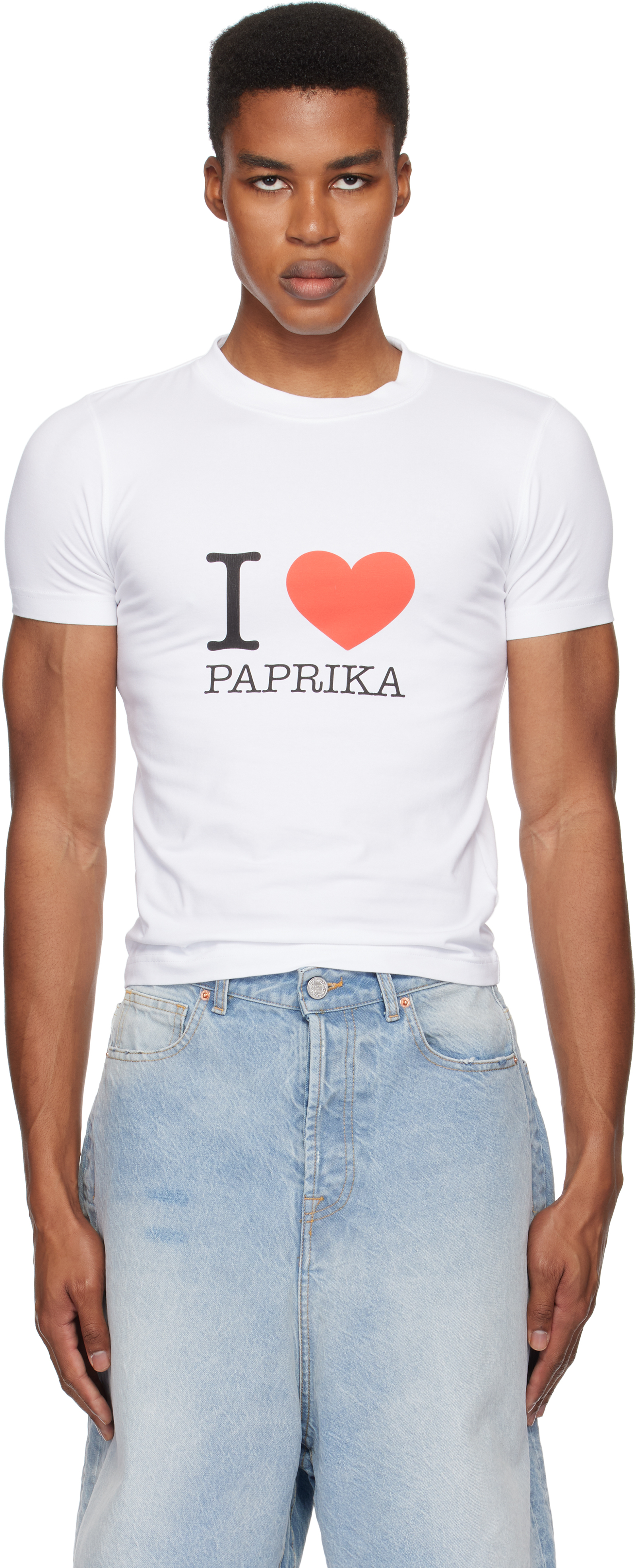 White 'I Love Paprika' Fitted T-shirt