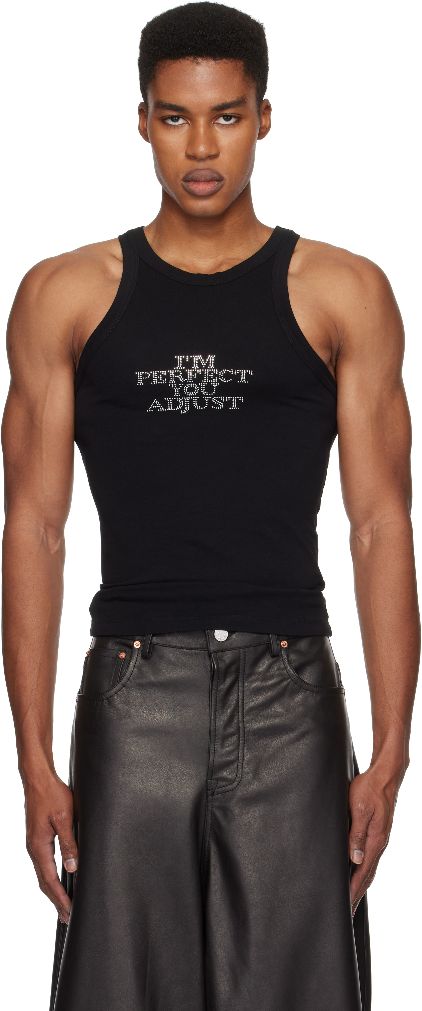 Black 'I'm Perfect You Adjust' Tank Top