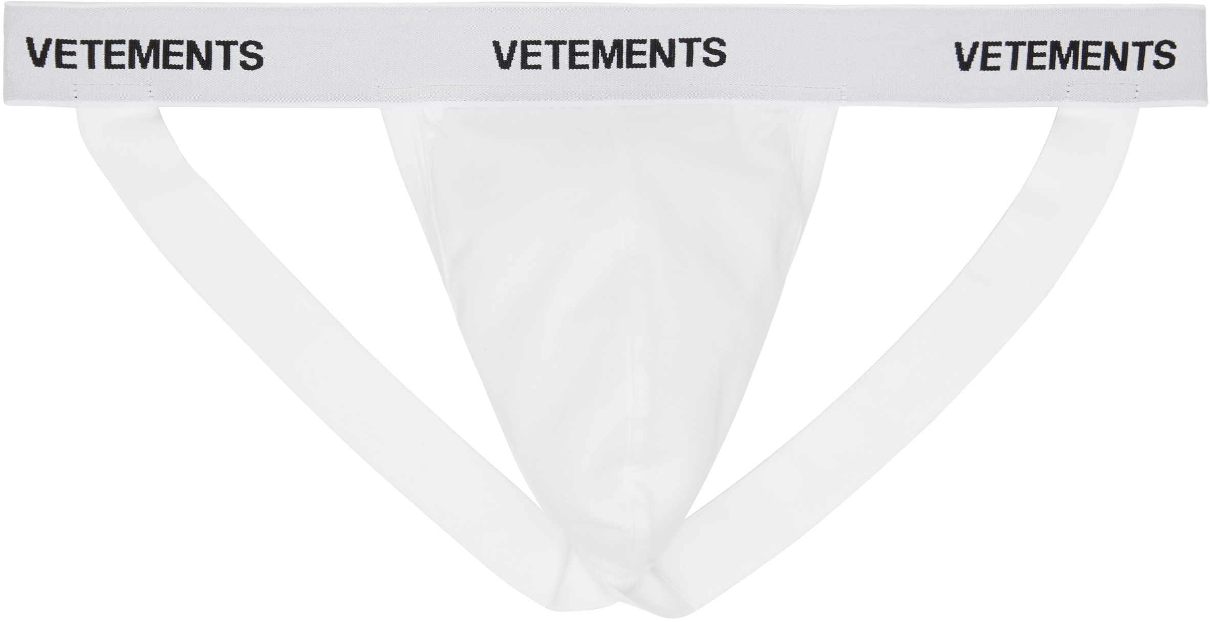 White Logo-Woven Jock Strap